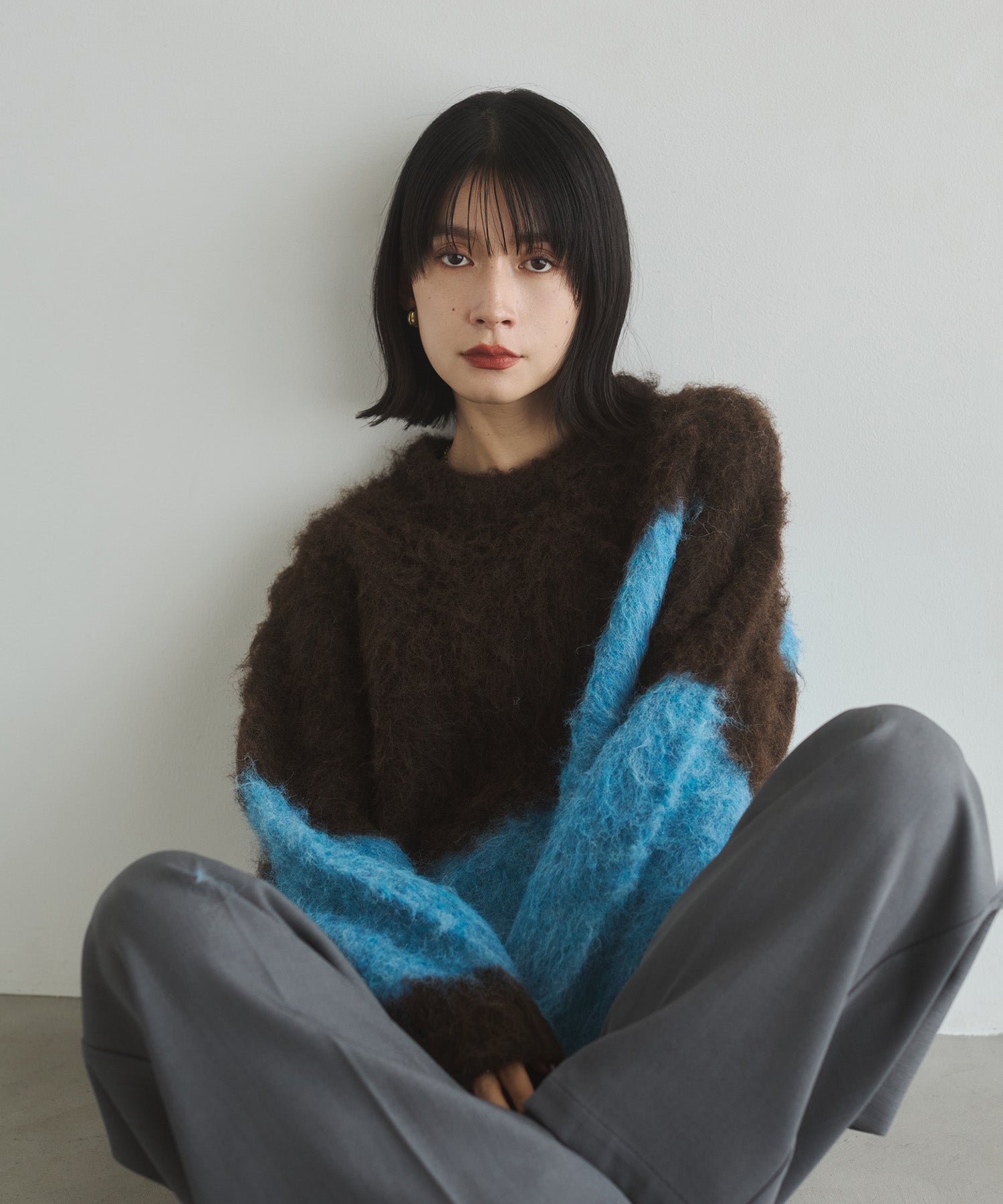 【WEB限定/別注】【新色追加】ニュアンス柄ブロッキングニット