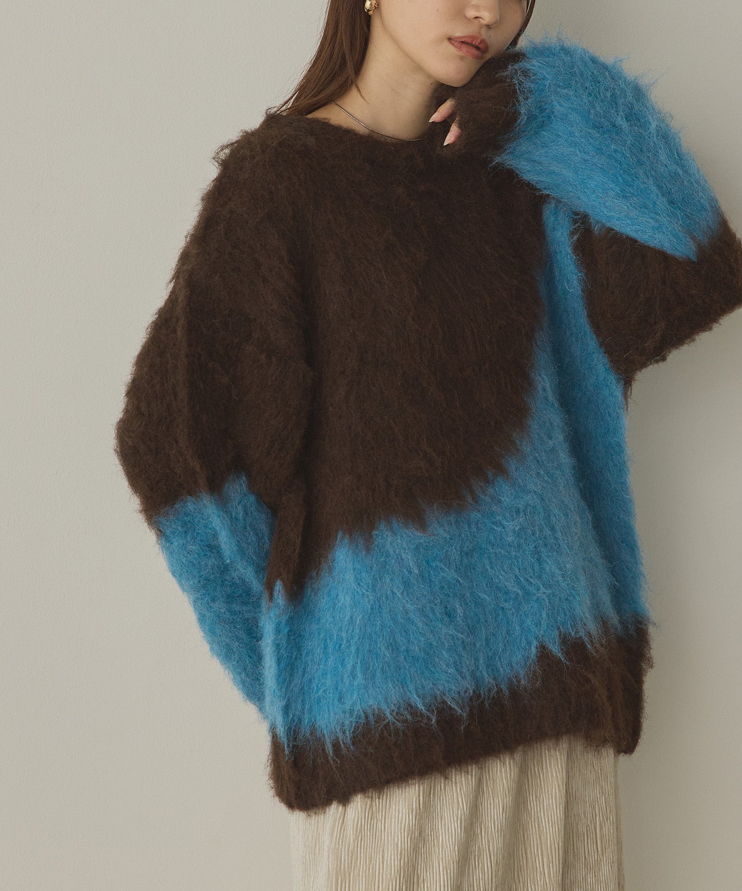 【WEB限定/別注】【新色追加】ニュアンス柄ブロッキングニット