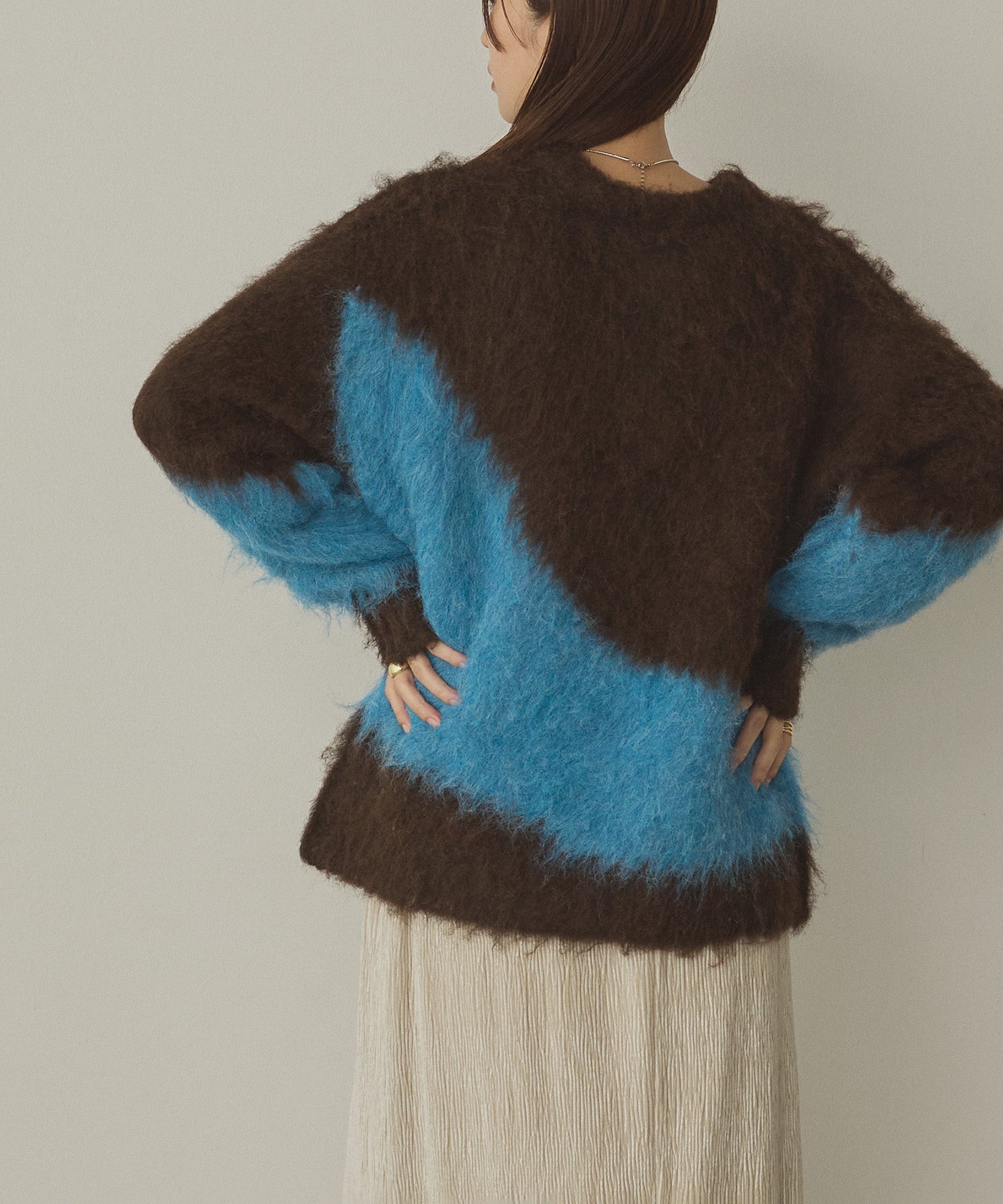 【WEB限定/別注】【新色追加】ニュアンス柄ブロッキングニット