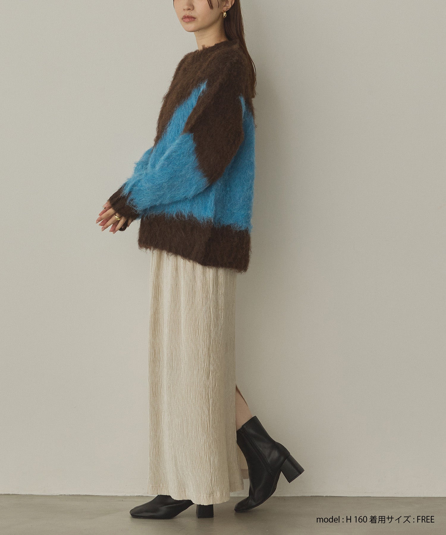 【WEB限定/別注】【新色追加】ニュアンス柄ブロッキングニット