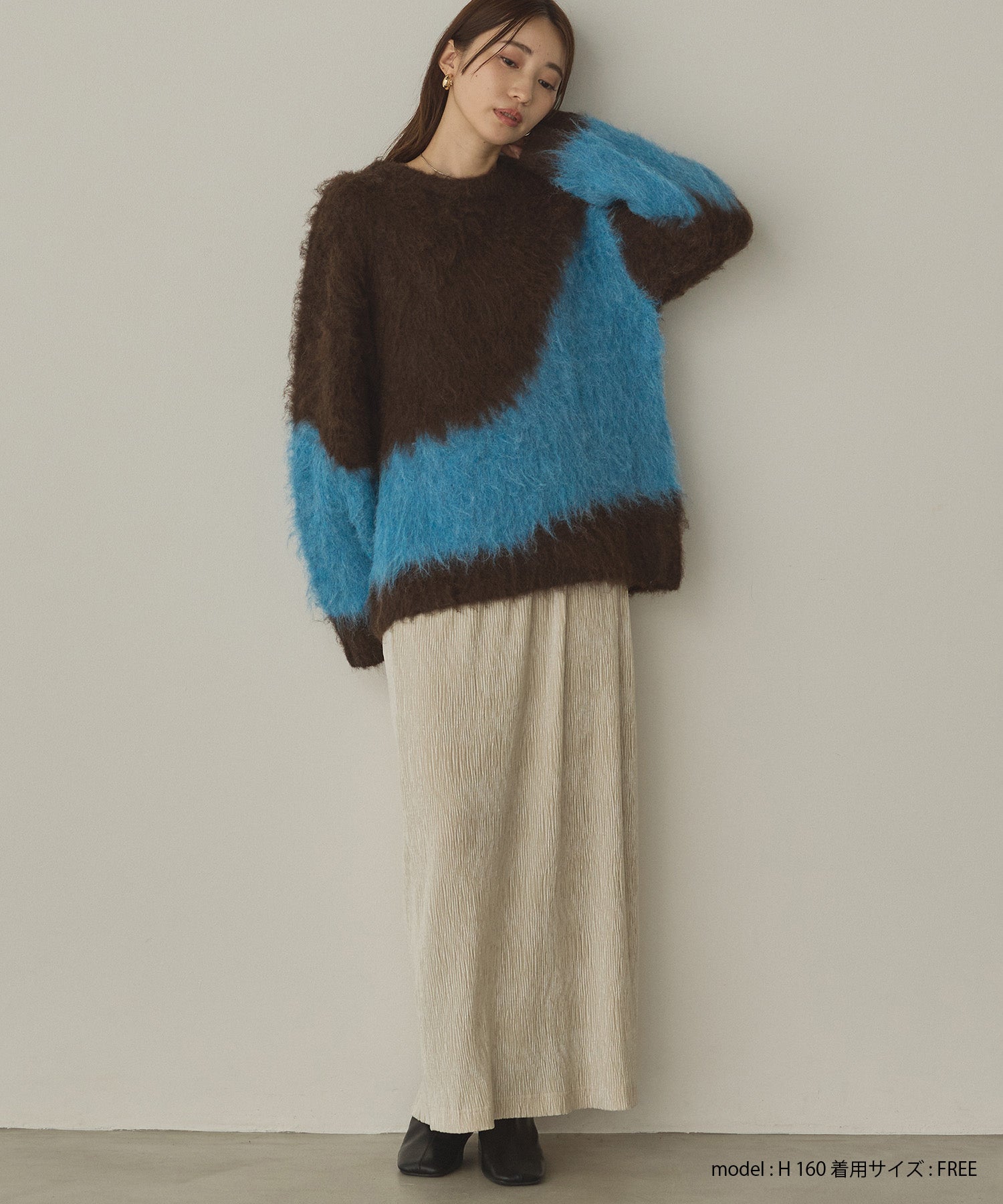 【WEB限定/別注】【新色追加】ニュアンス柄ブロッキングニット