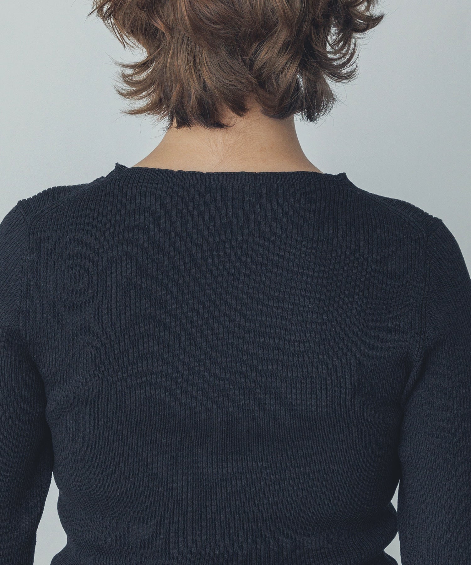 袖シアー 切替リブニット