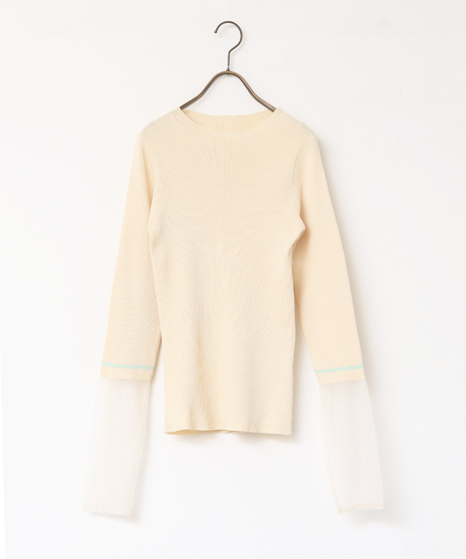 袖シアー 切替リブニット