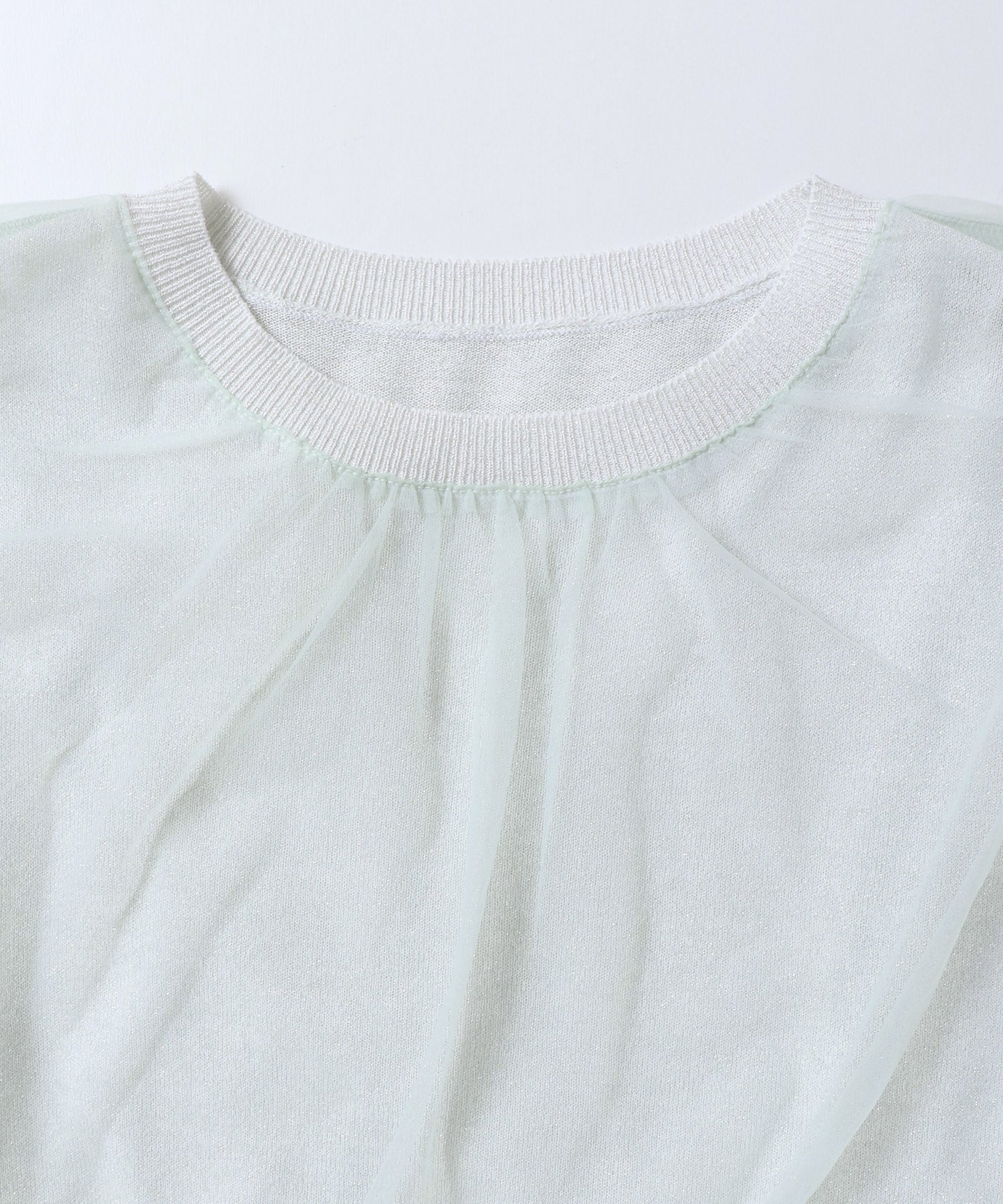 ラメニット チュールレイヤードトップス