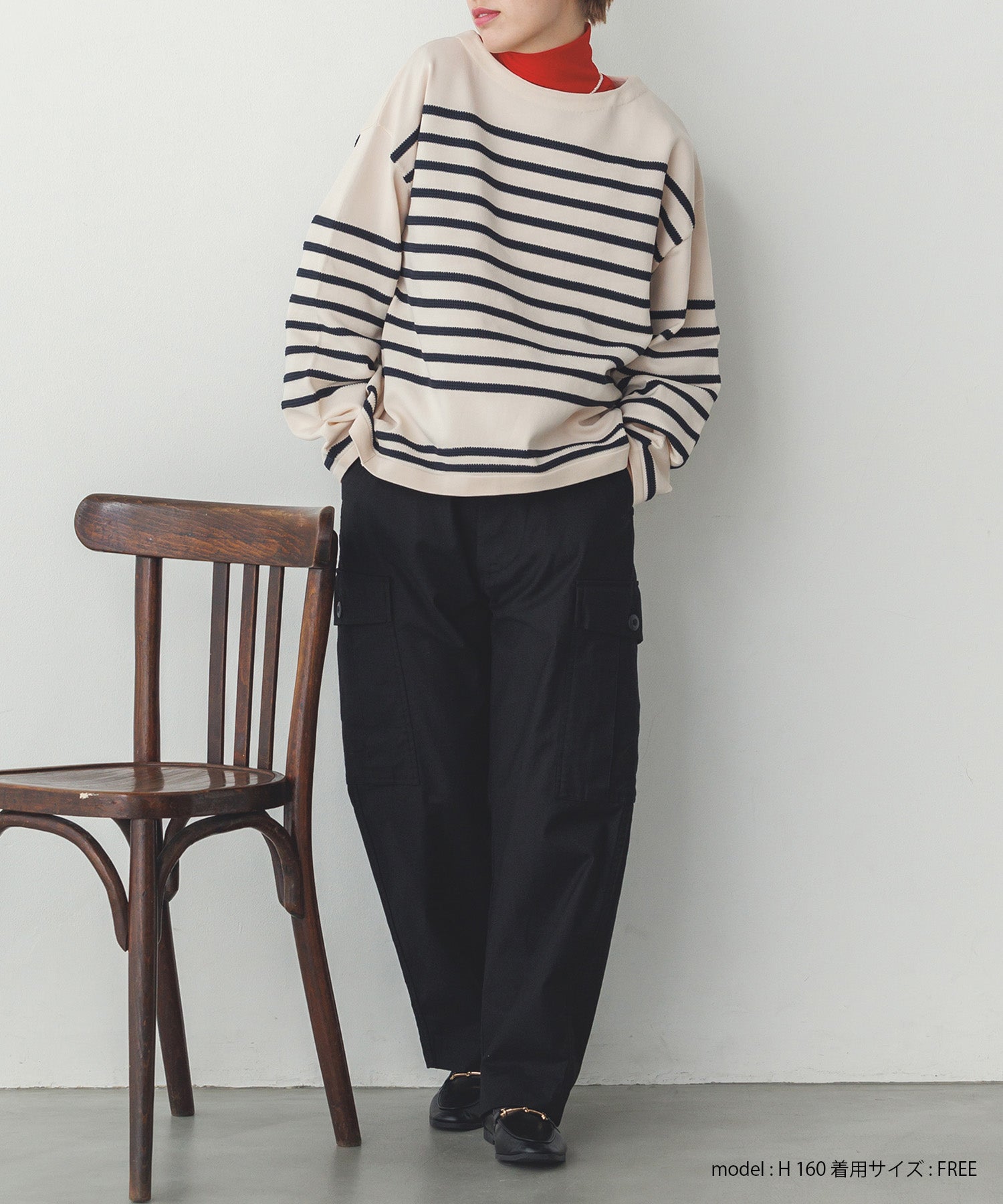 スポンディッシュ 柄編みボーダーニット