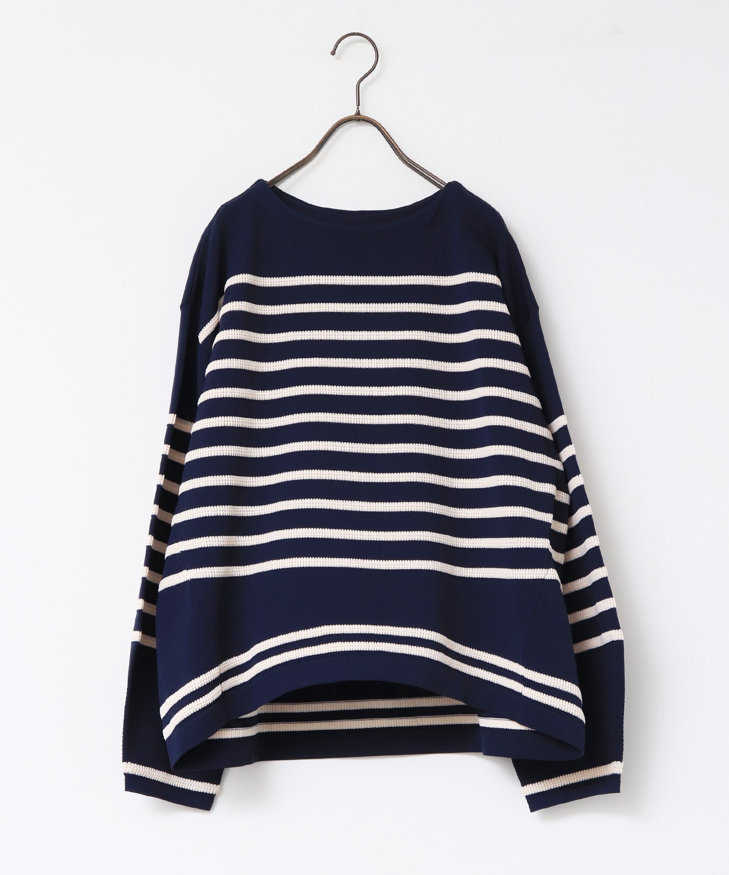 スポンディッシュ 柄編みボーダーニット