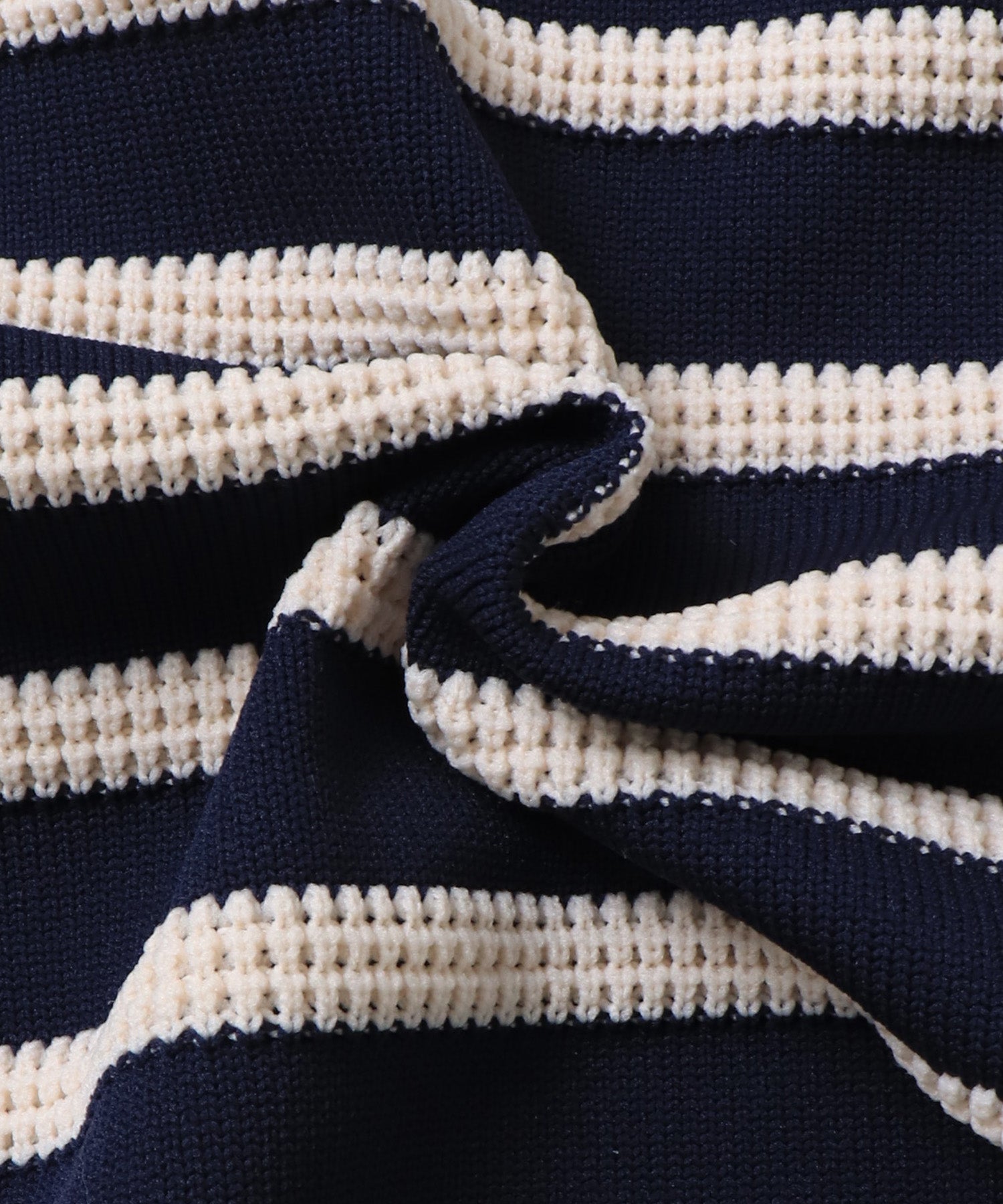 スポンディッシュ 柄編みボーダーニット