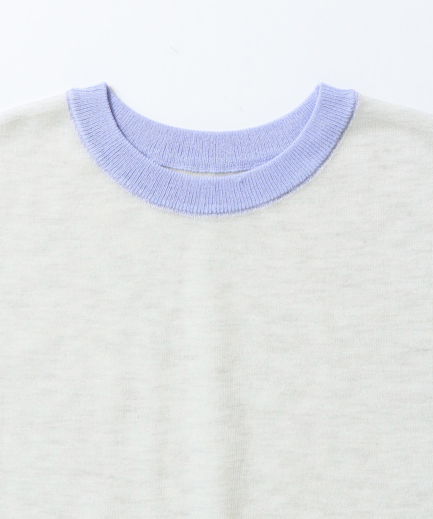 バイカラー シアー半袖ニット