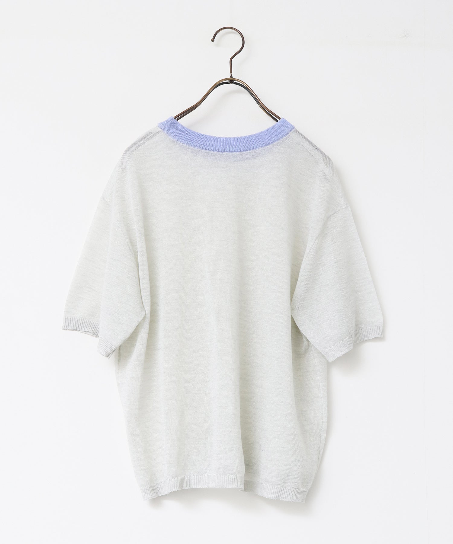 バイカラー シアー半袖ニット