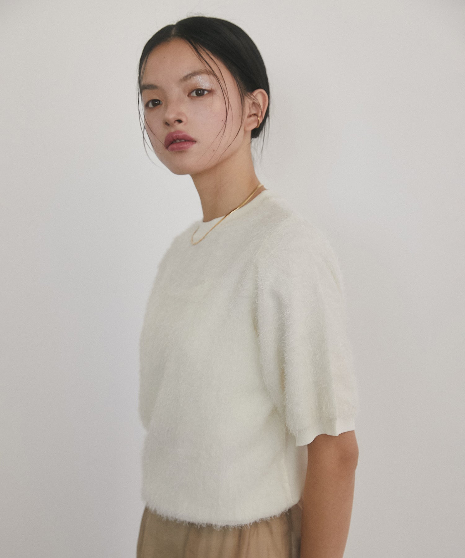 シアージャガード ハーフスリーブニット