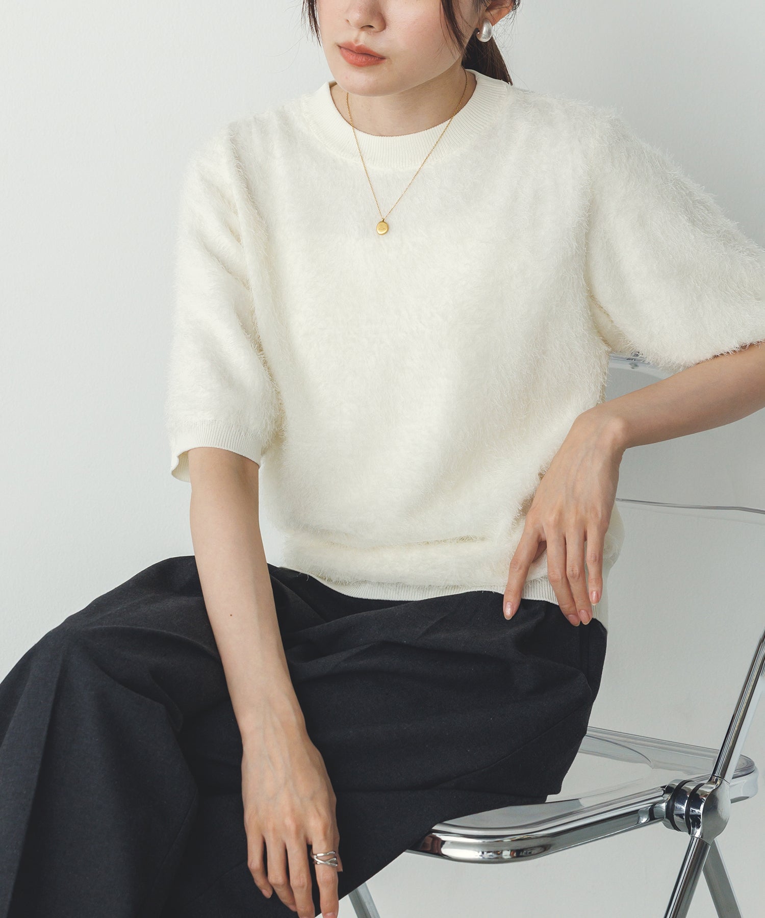 シアージャガード ハーフスリーブニット