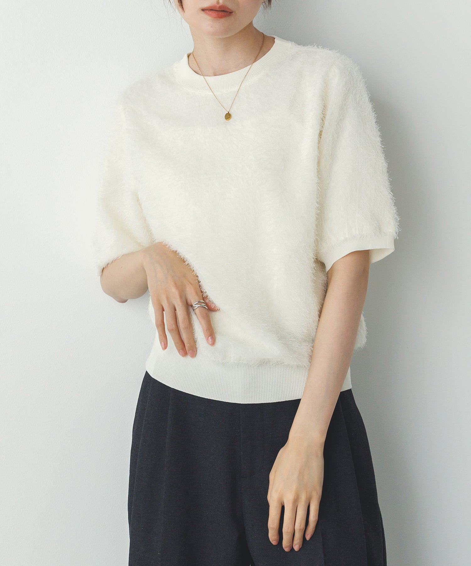 シアージャガード ハーフスリーブニット