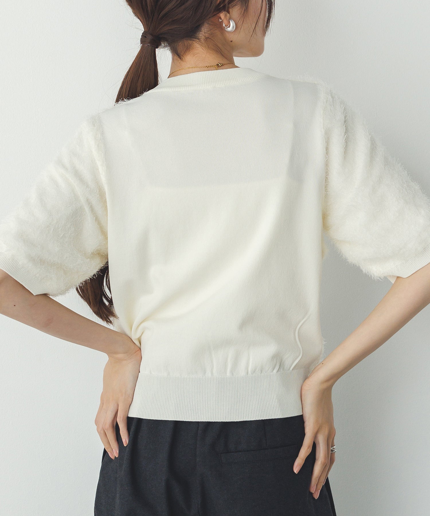 シアージャガード ハーフスリーブニット