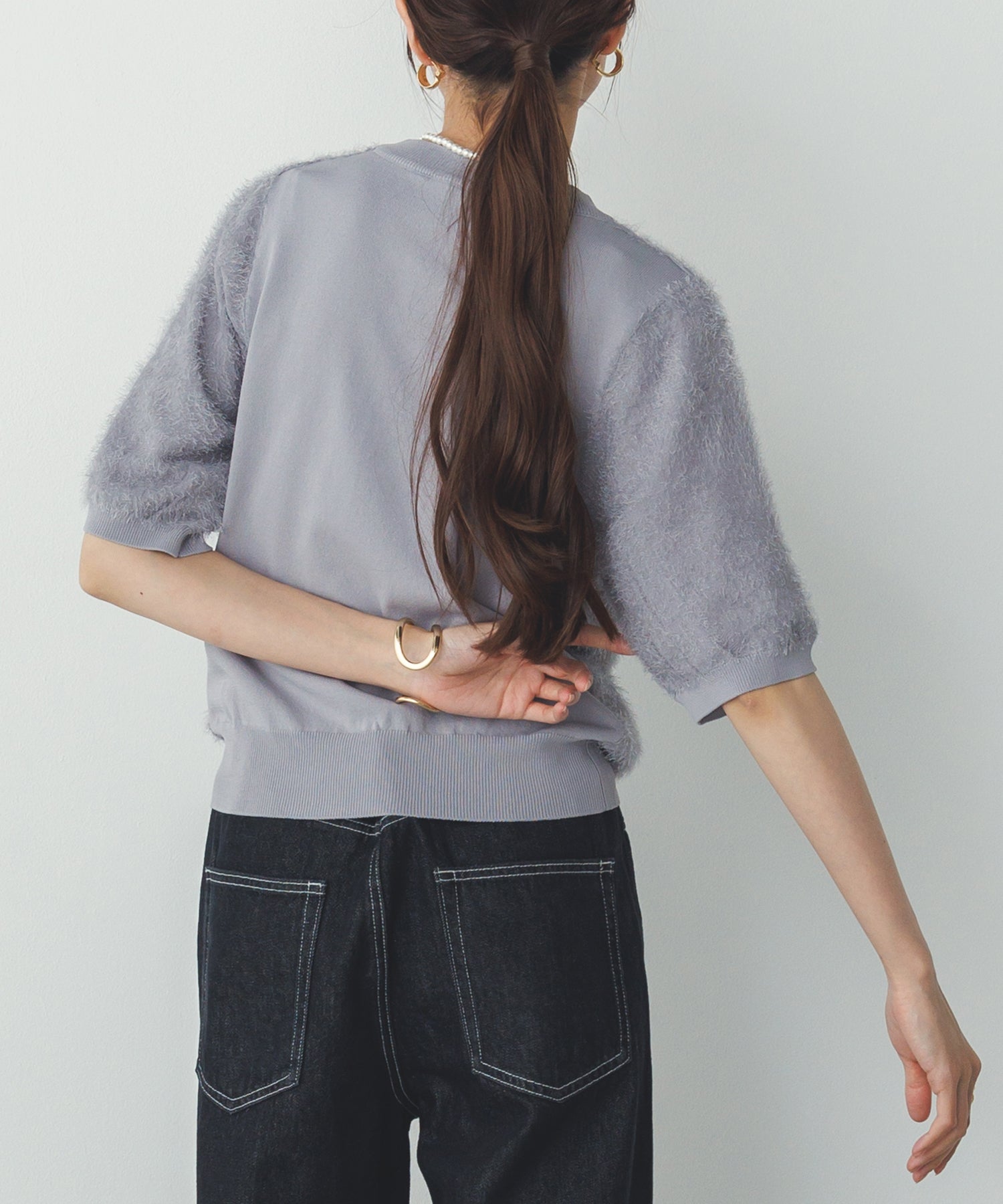 シアージャガード ハーフスリーブニット