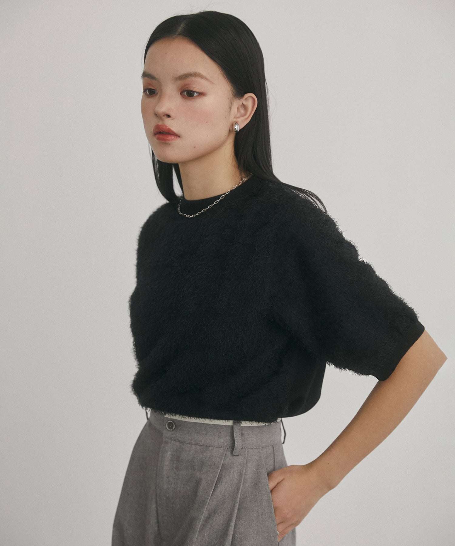 シアージャガード ハーフスリーブニット