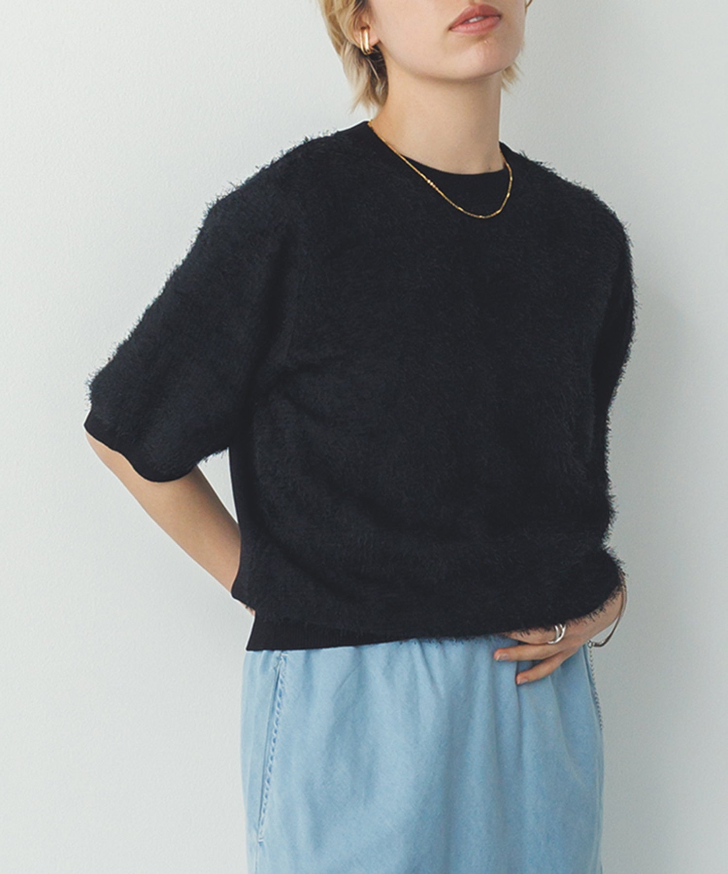 シアージャガード ハーフスリーブニット