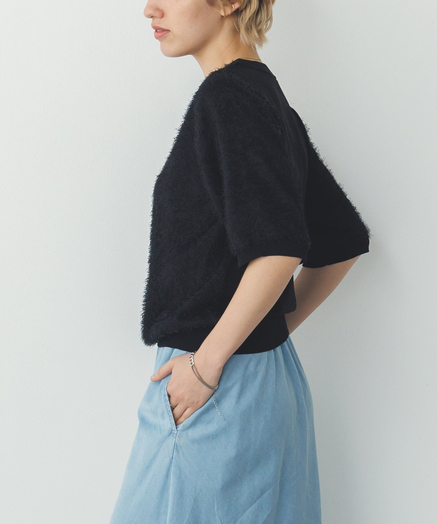 シアージャガード ハーフスリーブニット