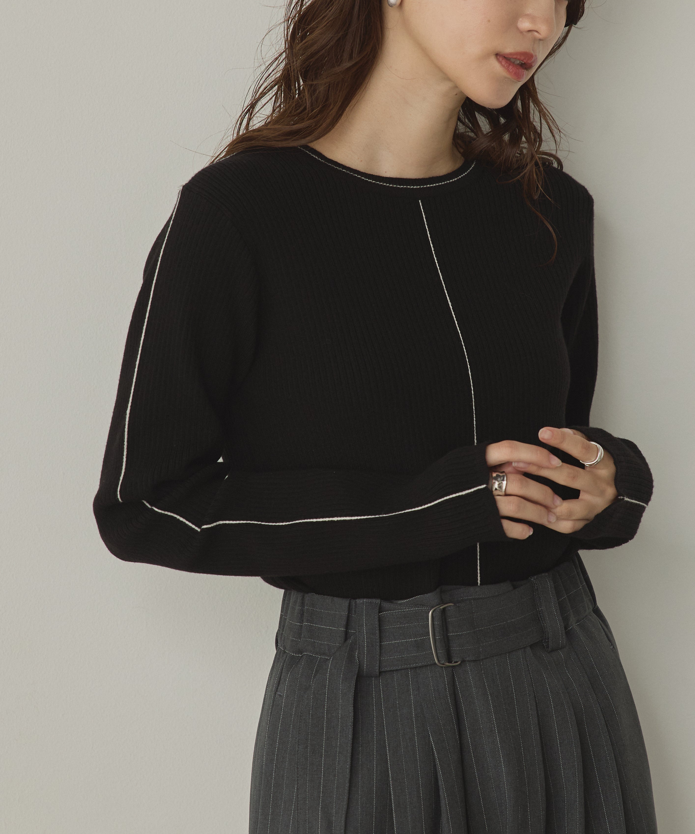 【静電気防止】やわもちヤーン ランダムリブニット