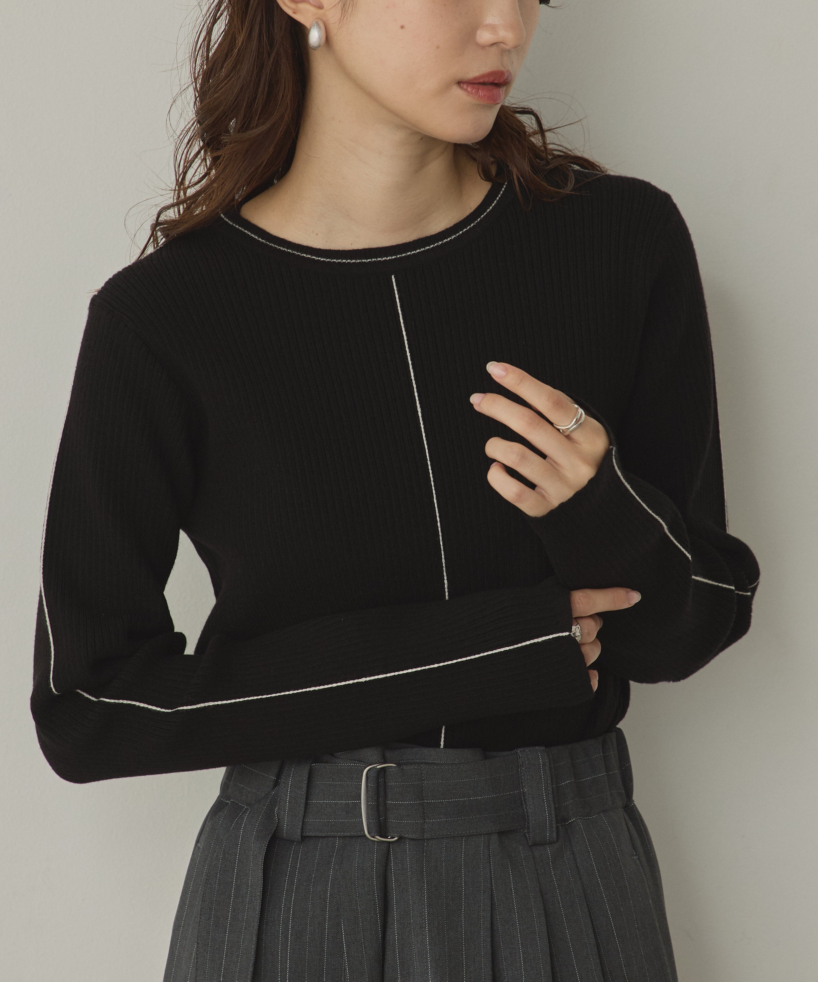 【静電気防止】やわもちヤーン ランダムリブニット