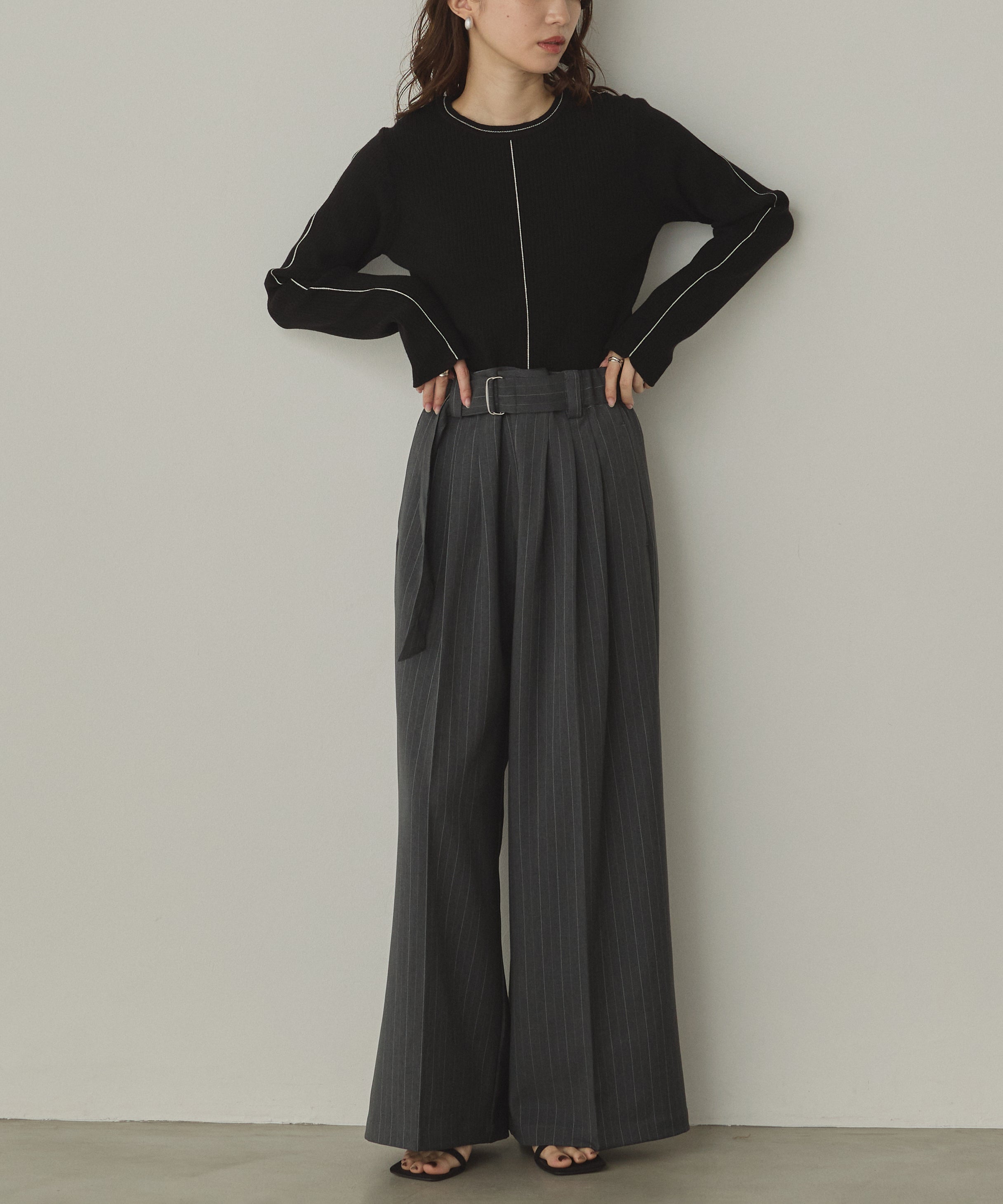 【静電気防止】やわもちヤーン ランダムリブニット