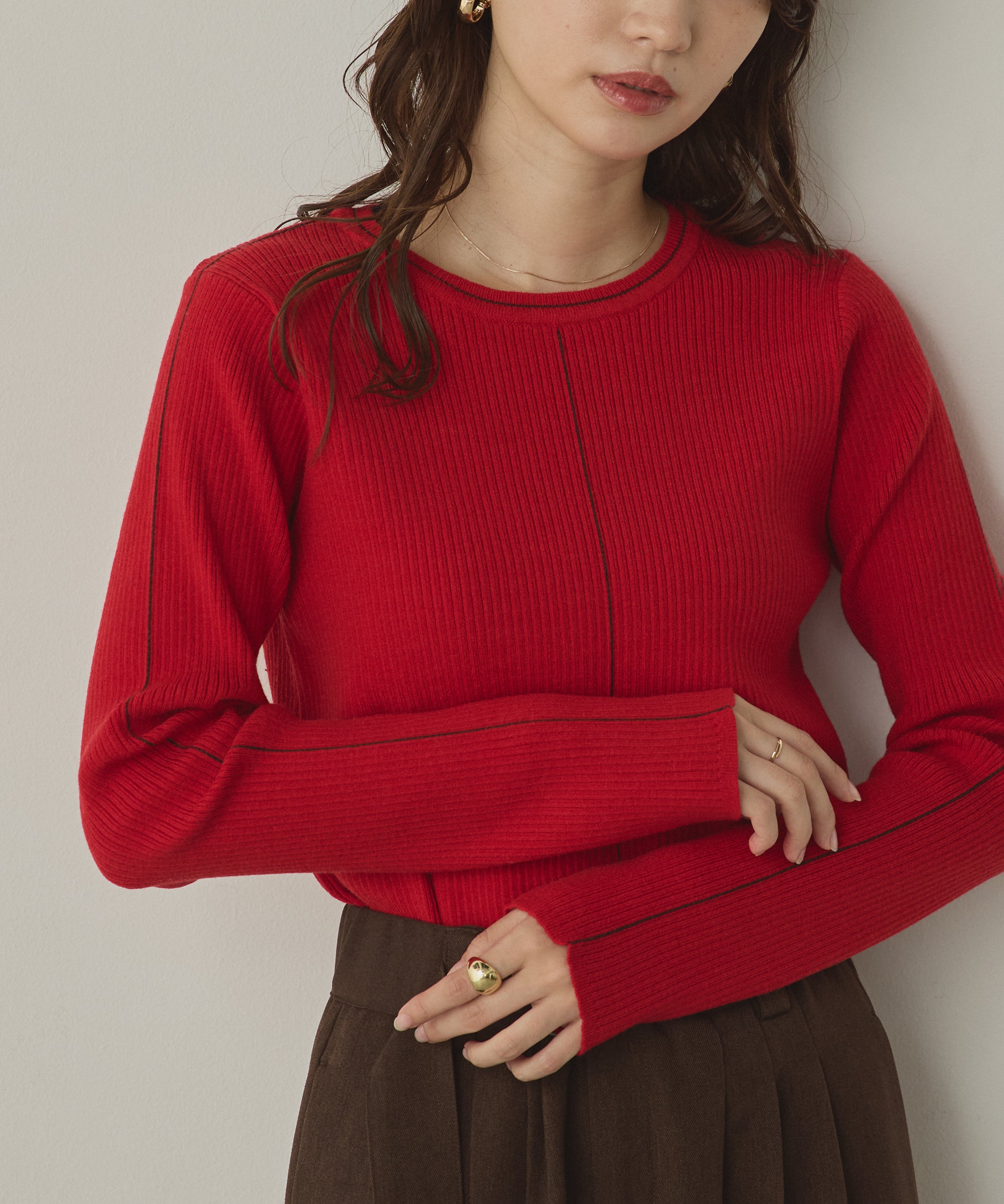 【静電気防止】やわもちヤーン ランダムリブニット