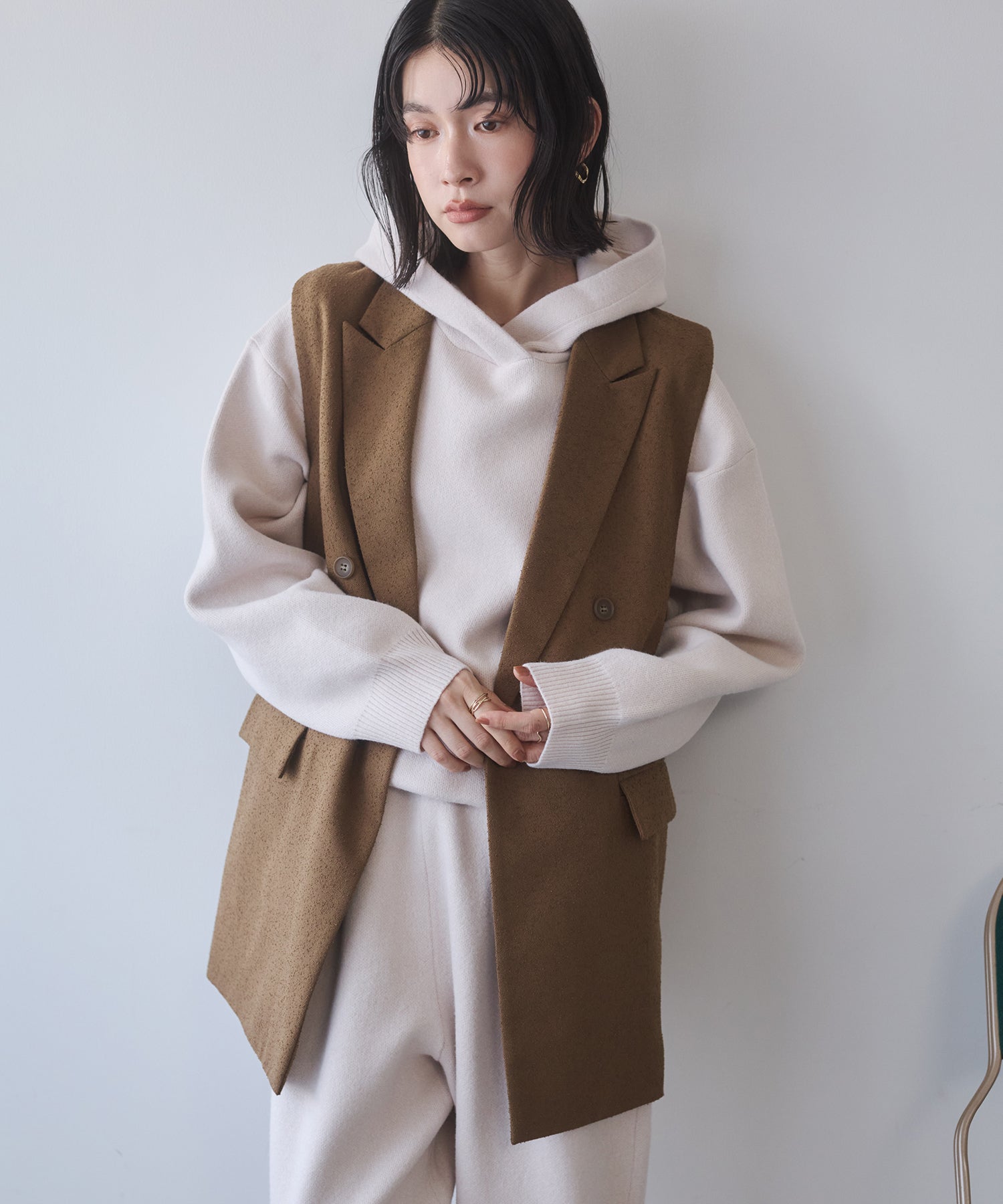 DOUBLE JACQUARD KNIT HOODIE