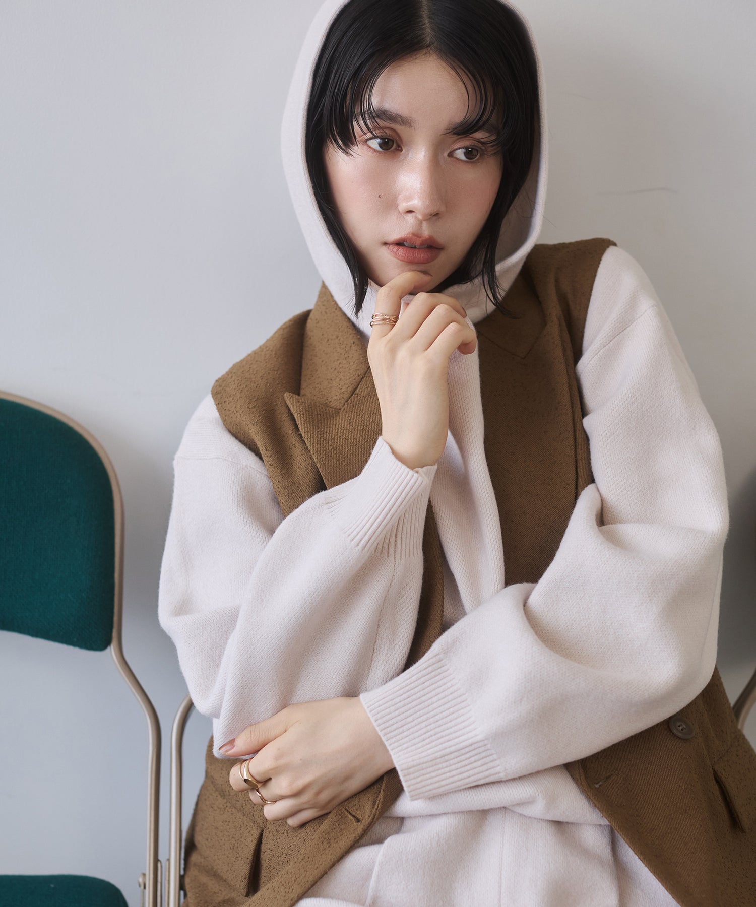 DOUBLE JACQUARD KNIT HOODIE