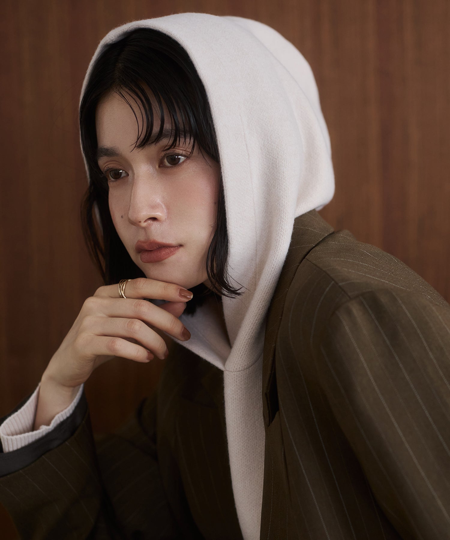 DOUBLE JACQUARD KNIT HOODIE