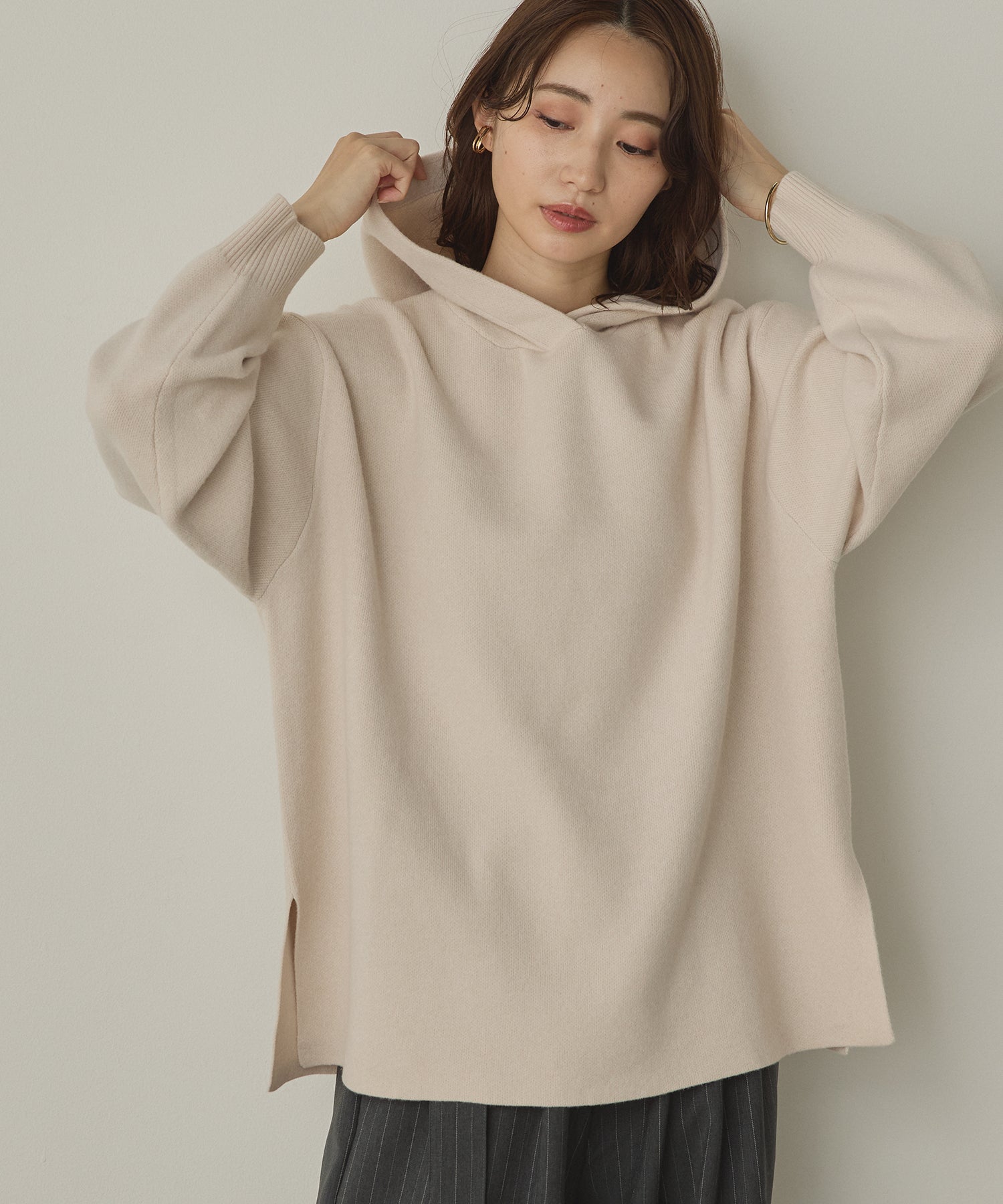 DOUBLE JACQUARD KNIT HOODIE