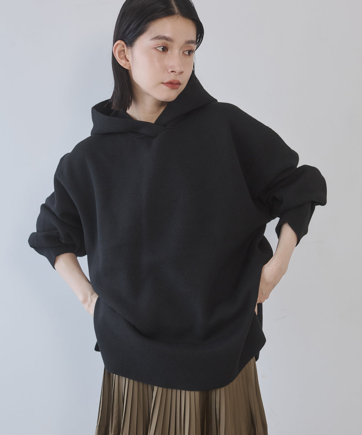 DOUBLE JACQUARD KNIT HOODIE