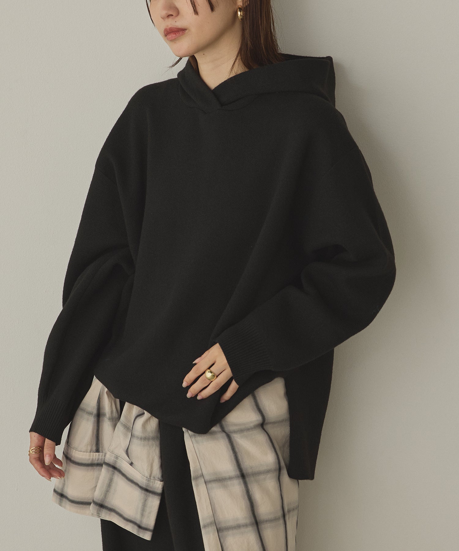 DOUBLE JACQUARD KNIT HOODIE