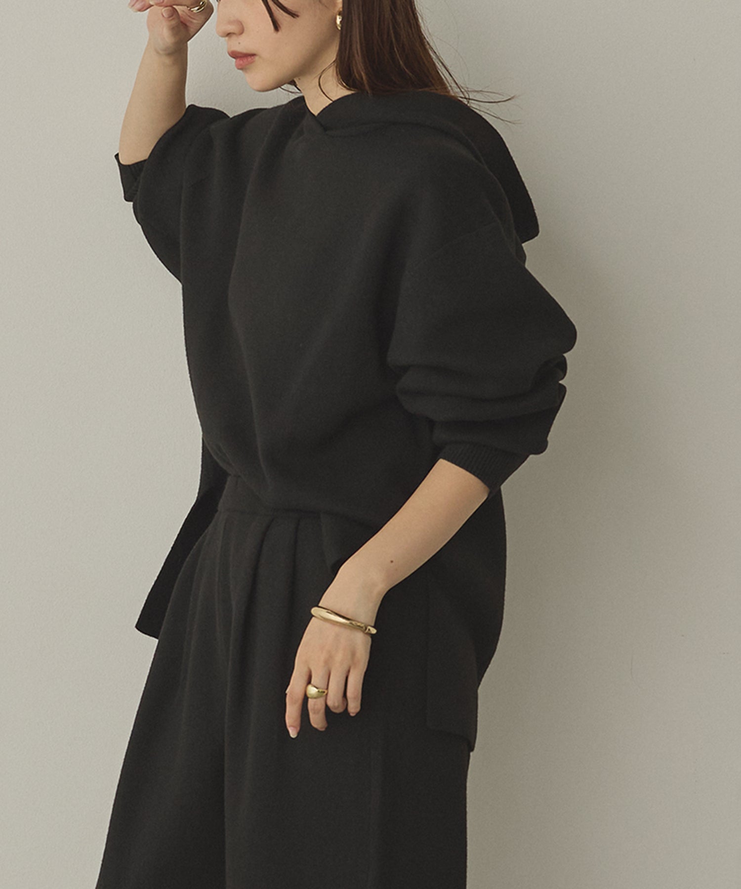 DOUBLE JACQUARD KNIT HOODIE