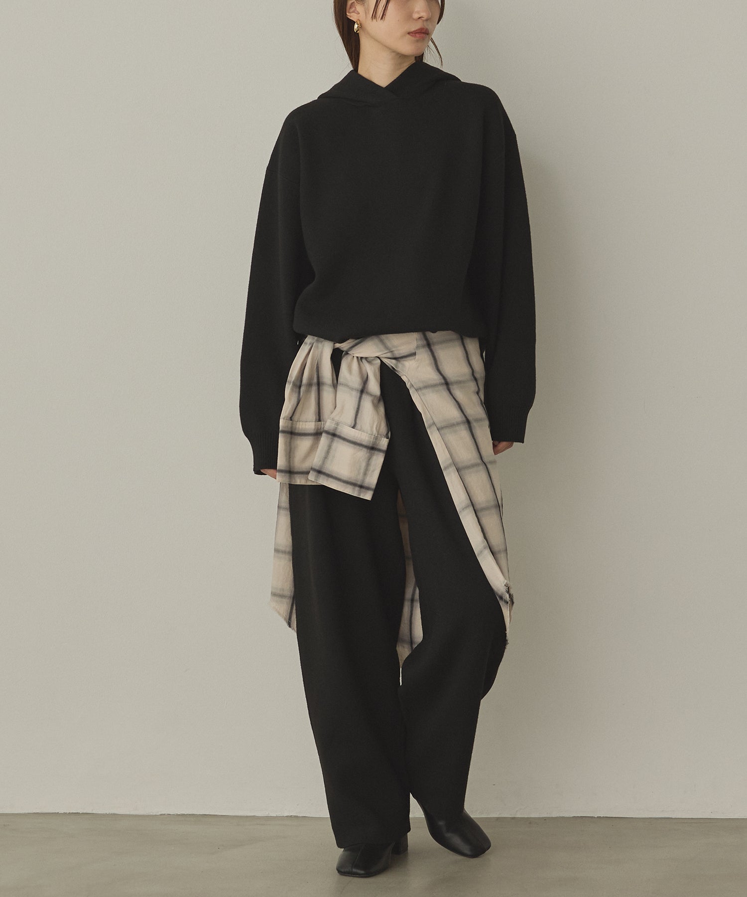 DOUBLE JACQUARD KNIT HOODIE