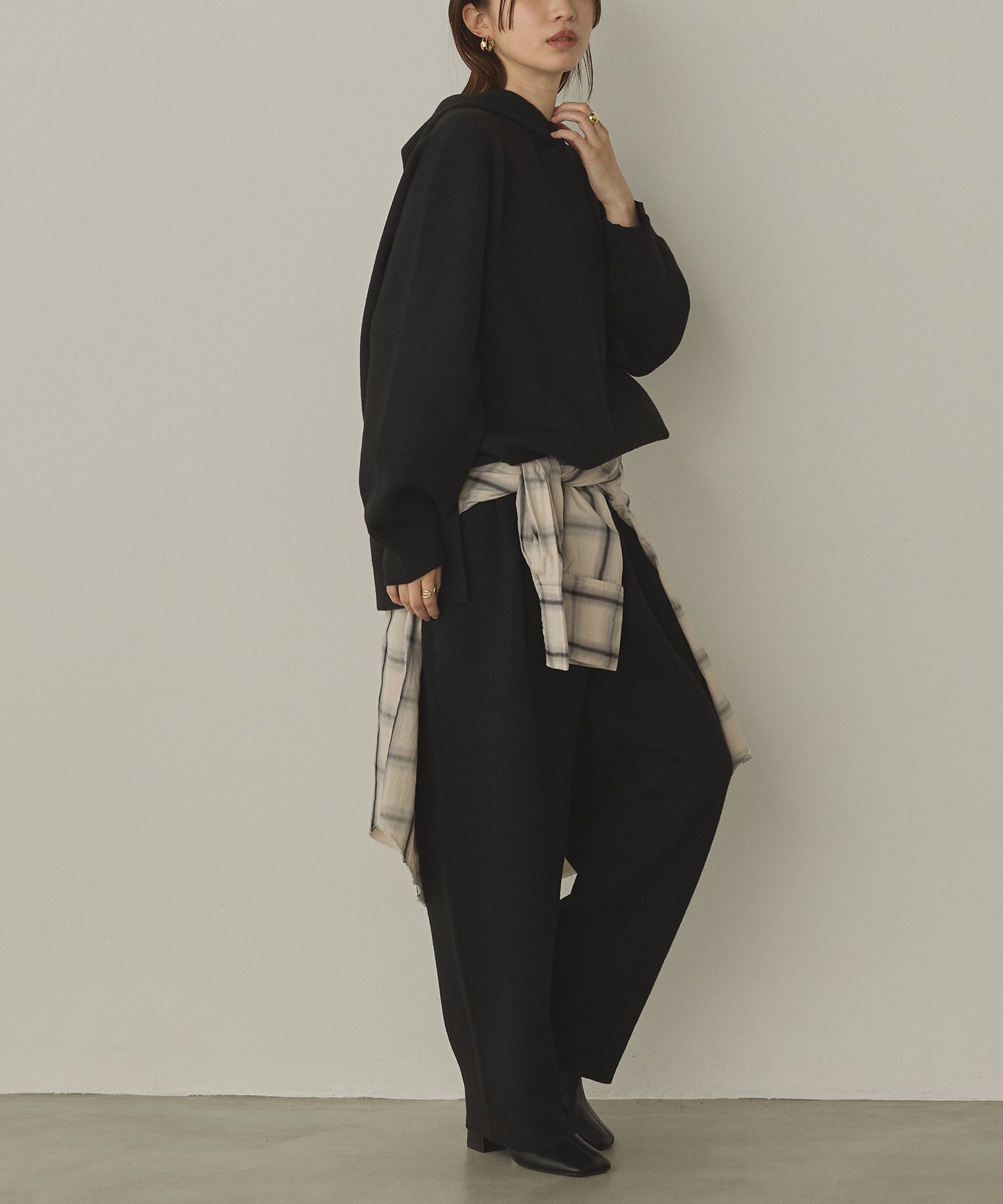 DOUBLE JACQUARD KNIT HOODIE