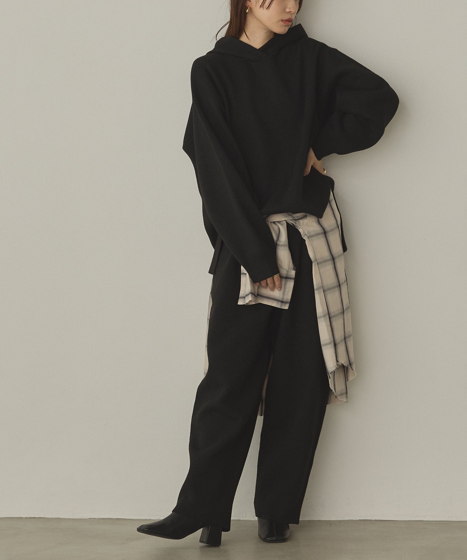 DOUBLE JACQUARD KNIT HOODIE