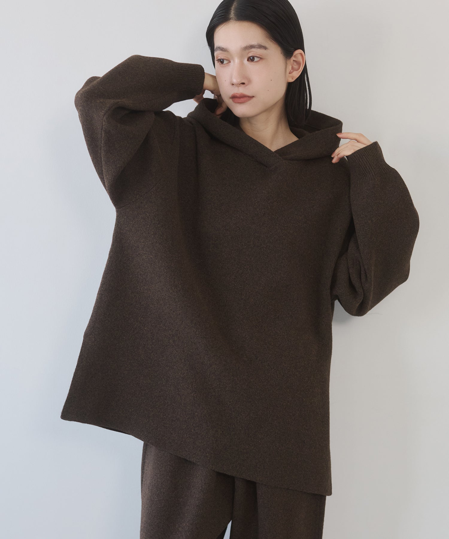 DOUBLE JACQUARD KNIT HOODIE