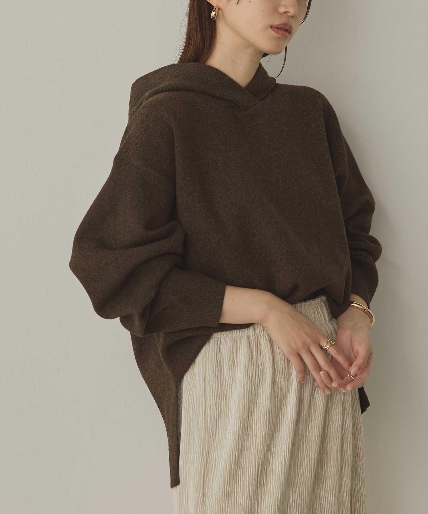 DOUBLE JACQUARD KNIT HOODIE