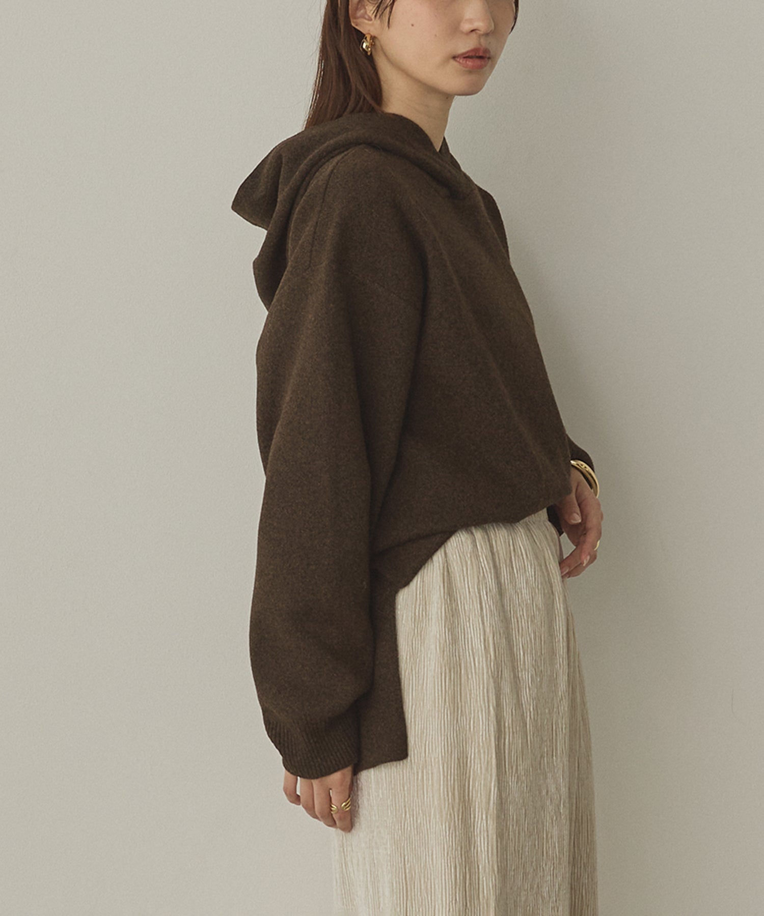 DOUBLE JACQUARD KNIT HOODIE