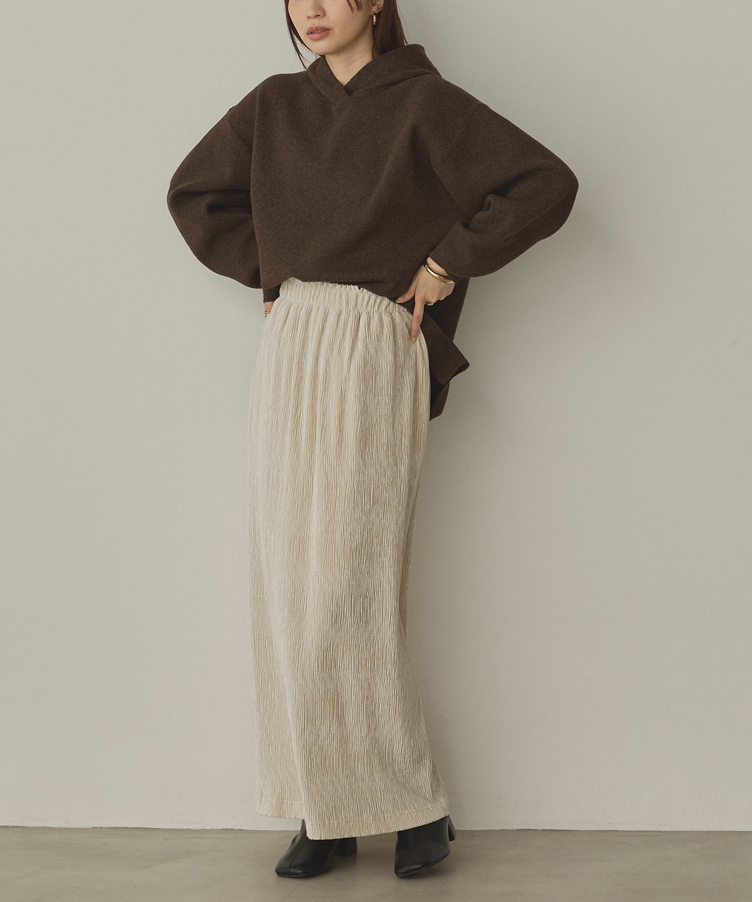 DOUBLE JACQUARD KNIT HOODIE