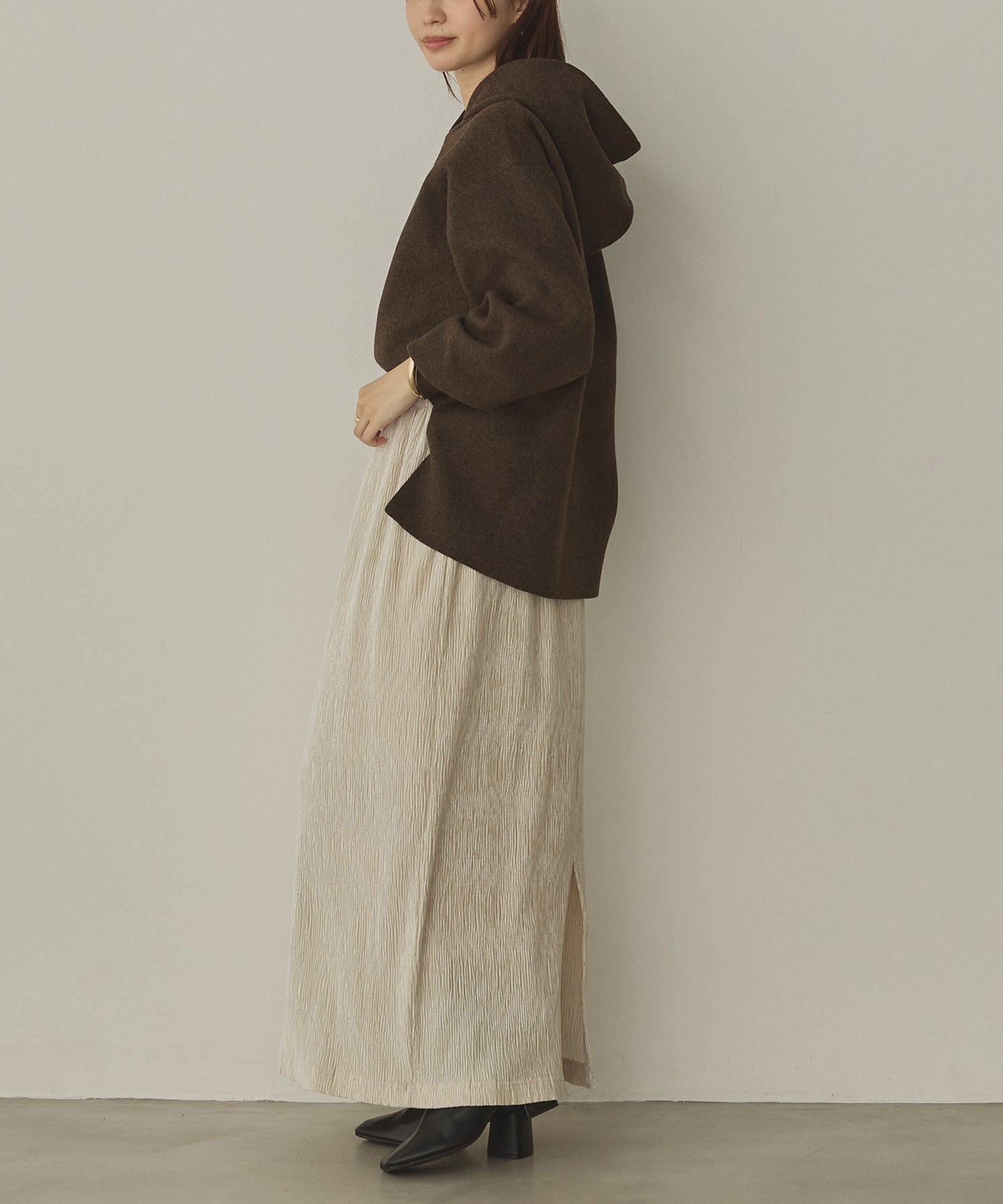 DOUBLE JACQUARD KNIT HOODIE