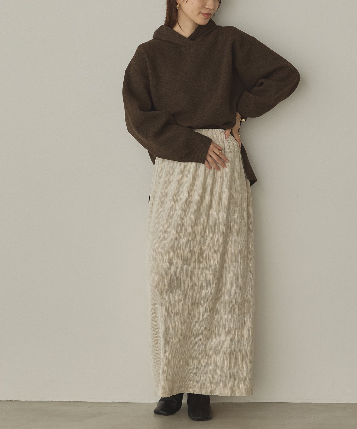 DOUBLE JACQUARD KNIT HOODIE