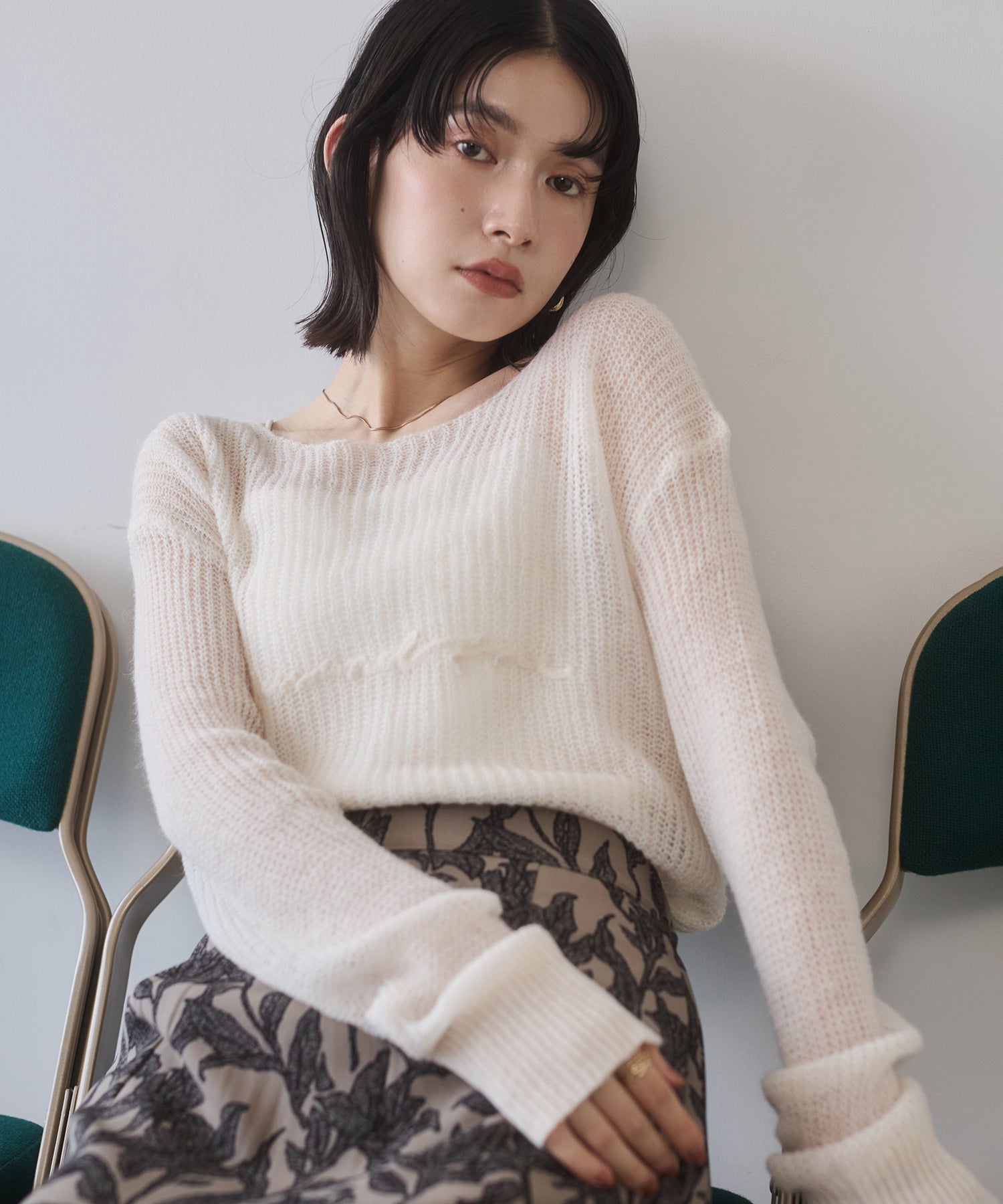 SHEER ALPACA LOGO KNIT