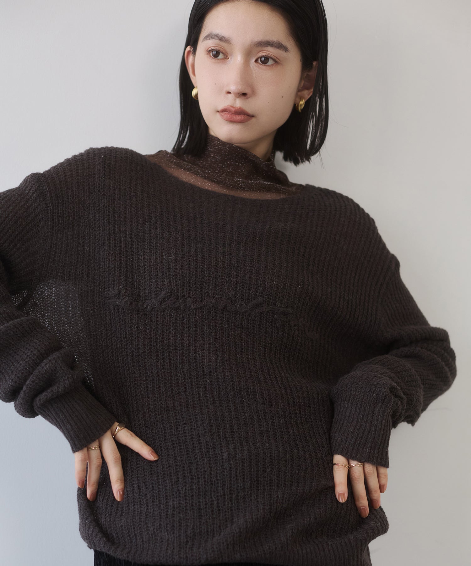 SHEER ALPACA LOGO KNIT