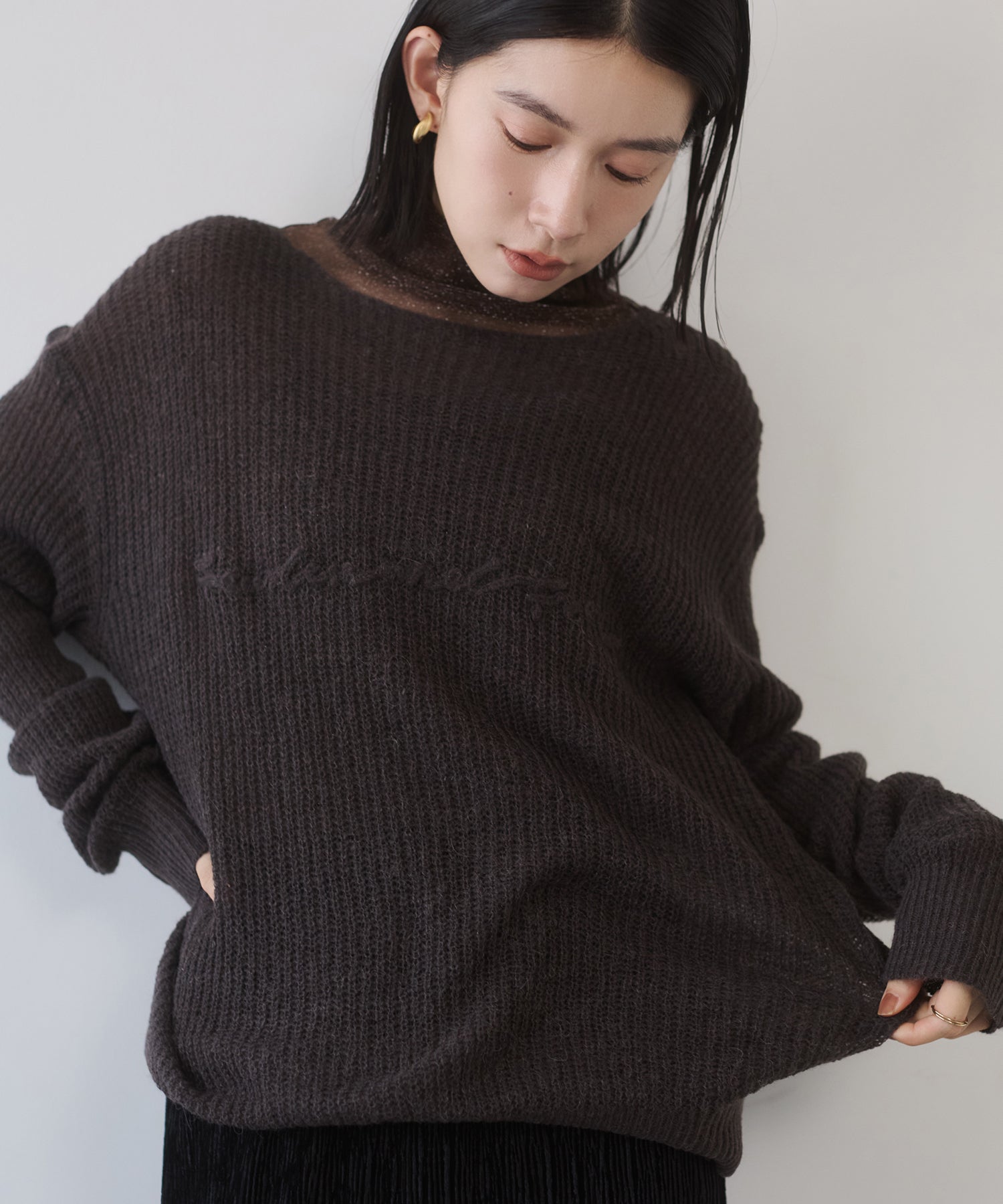 SHEER ALPACA LOGO KNIT