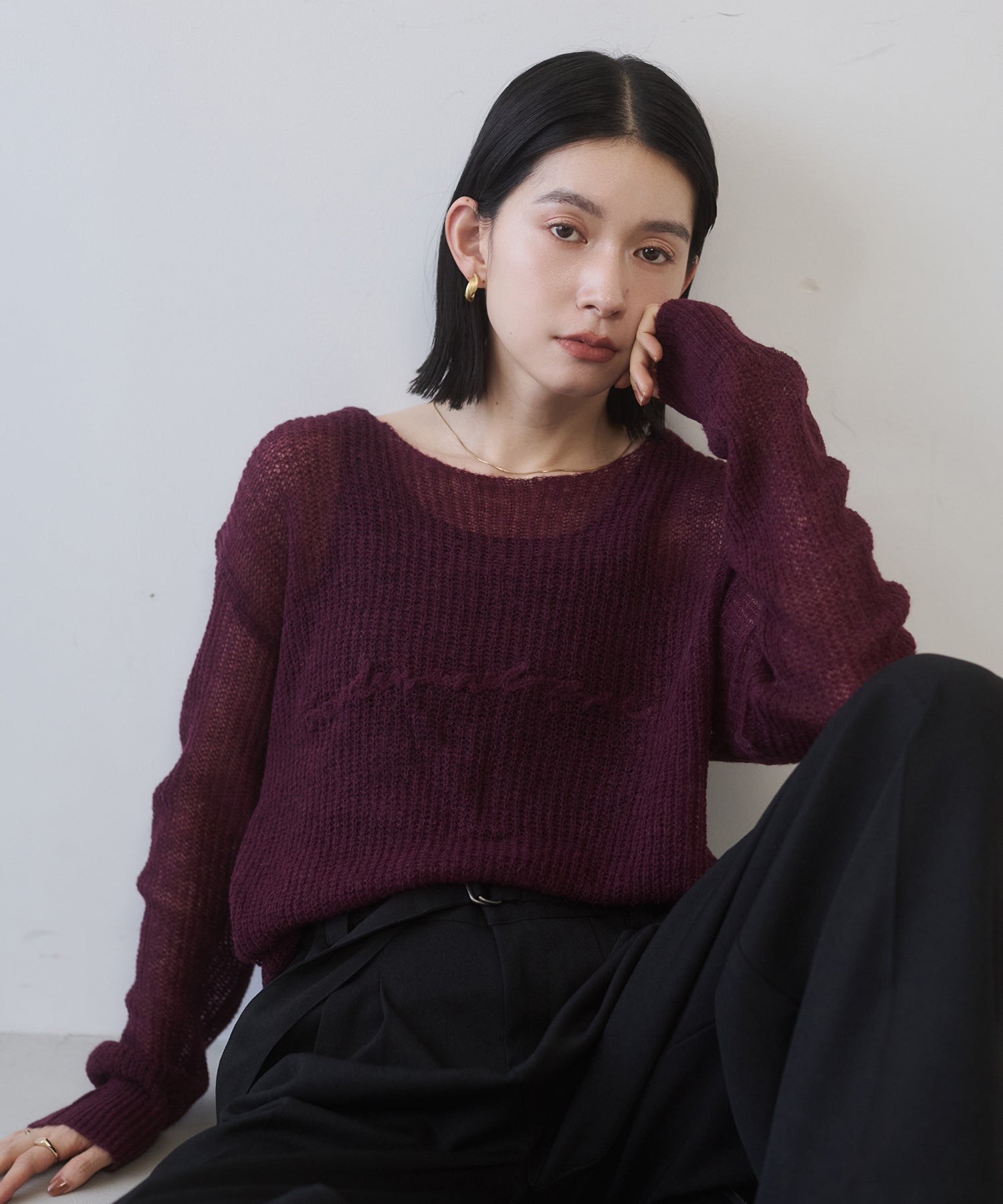 アルパカニット ロゴシアートップス