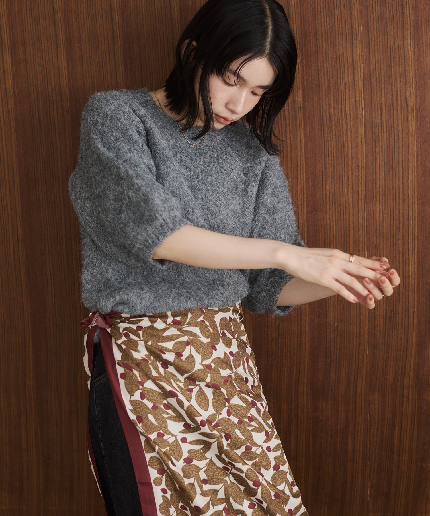 モヘアタッチ 半袖ニット