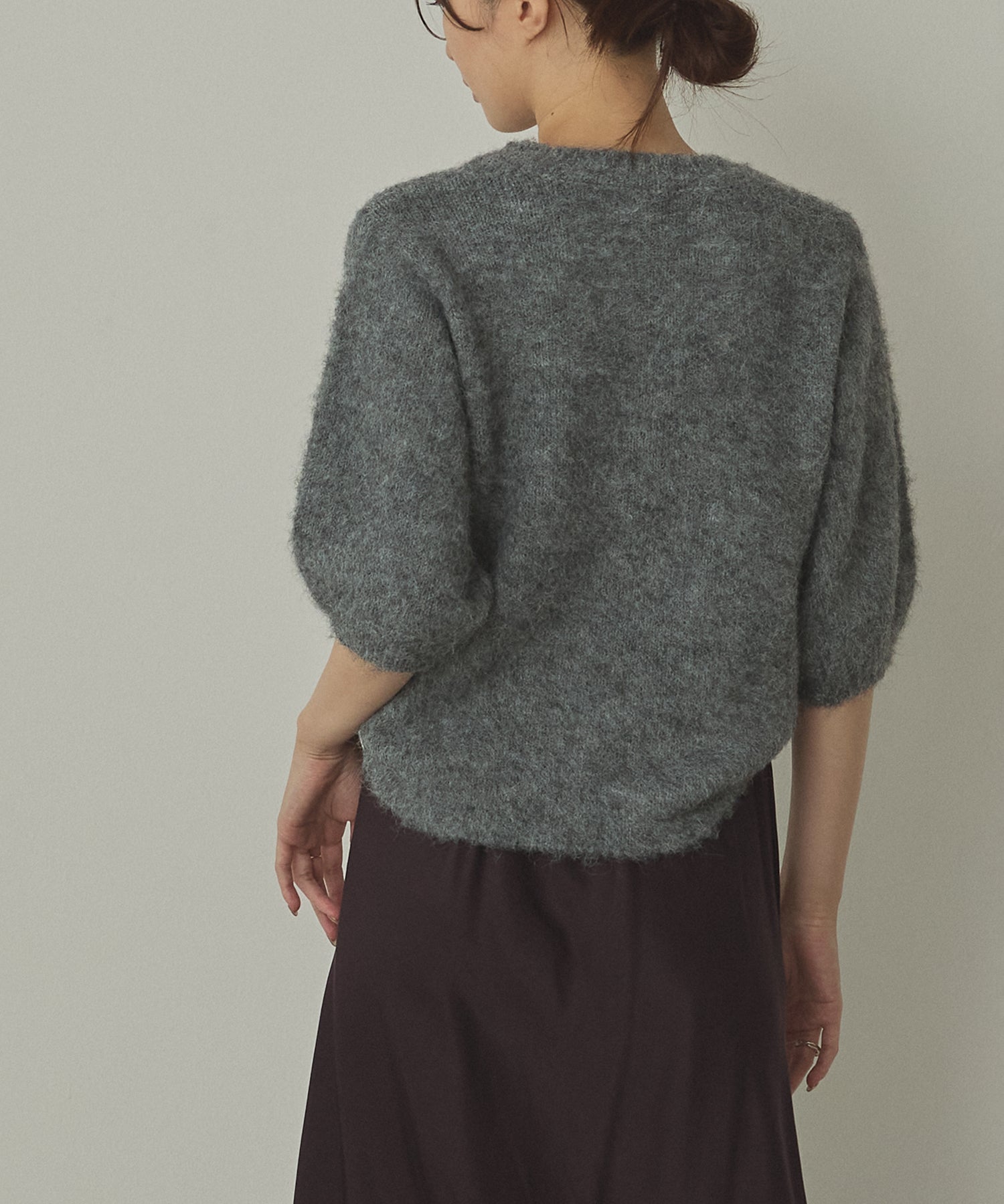 モヘアタッチ 半袖ニット