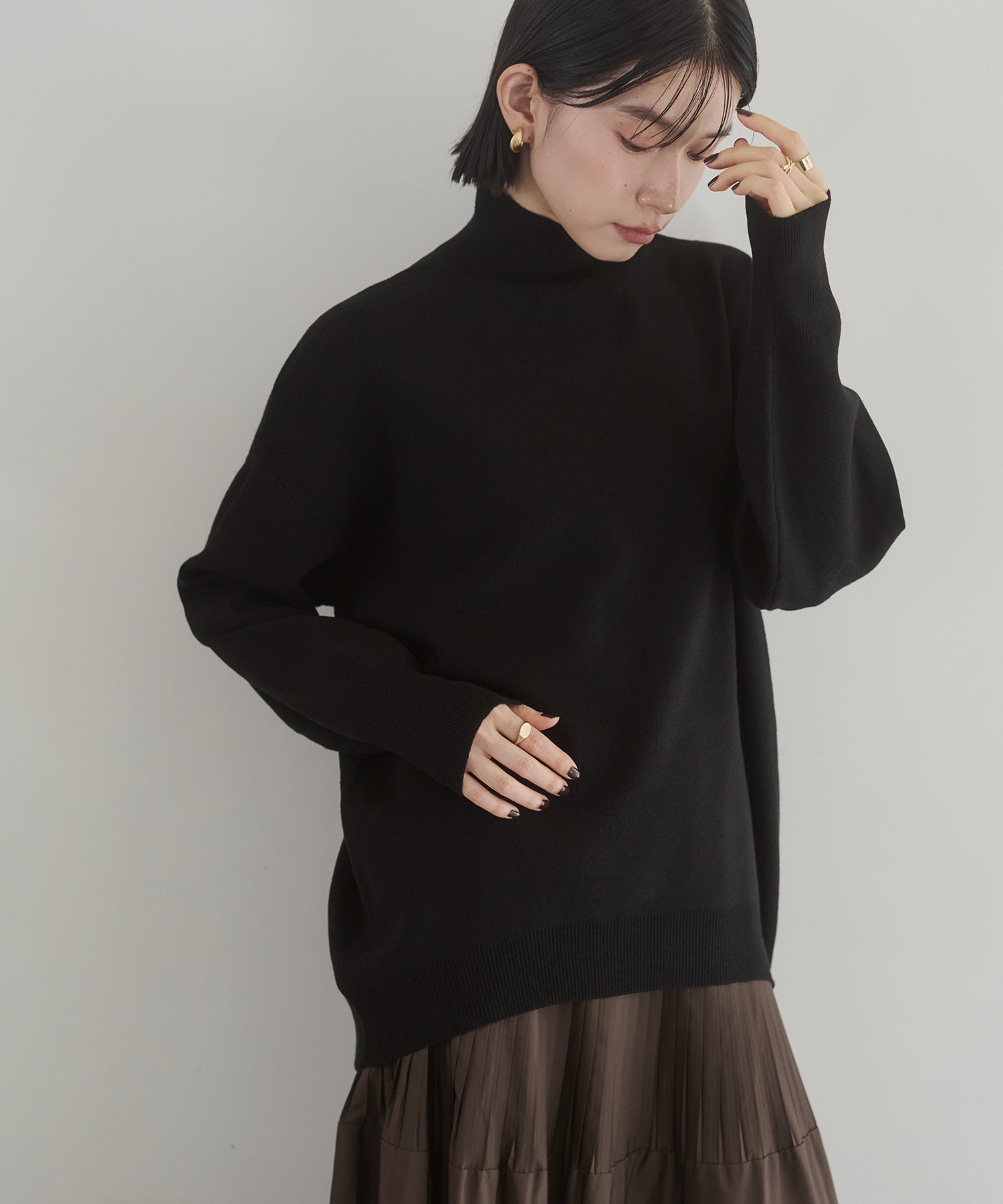 【静電気防止】やわもちヤーン タートルドルマンニット