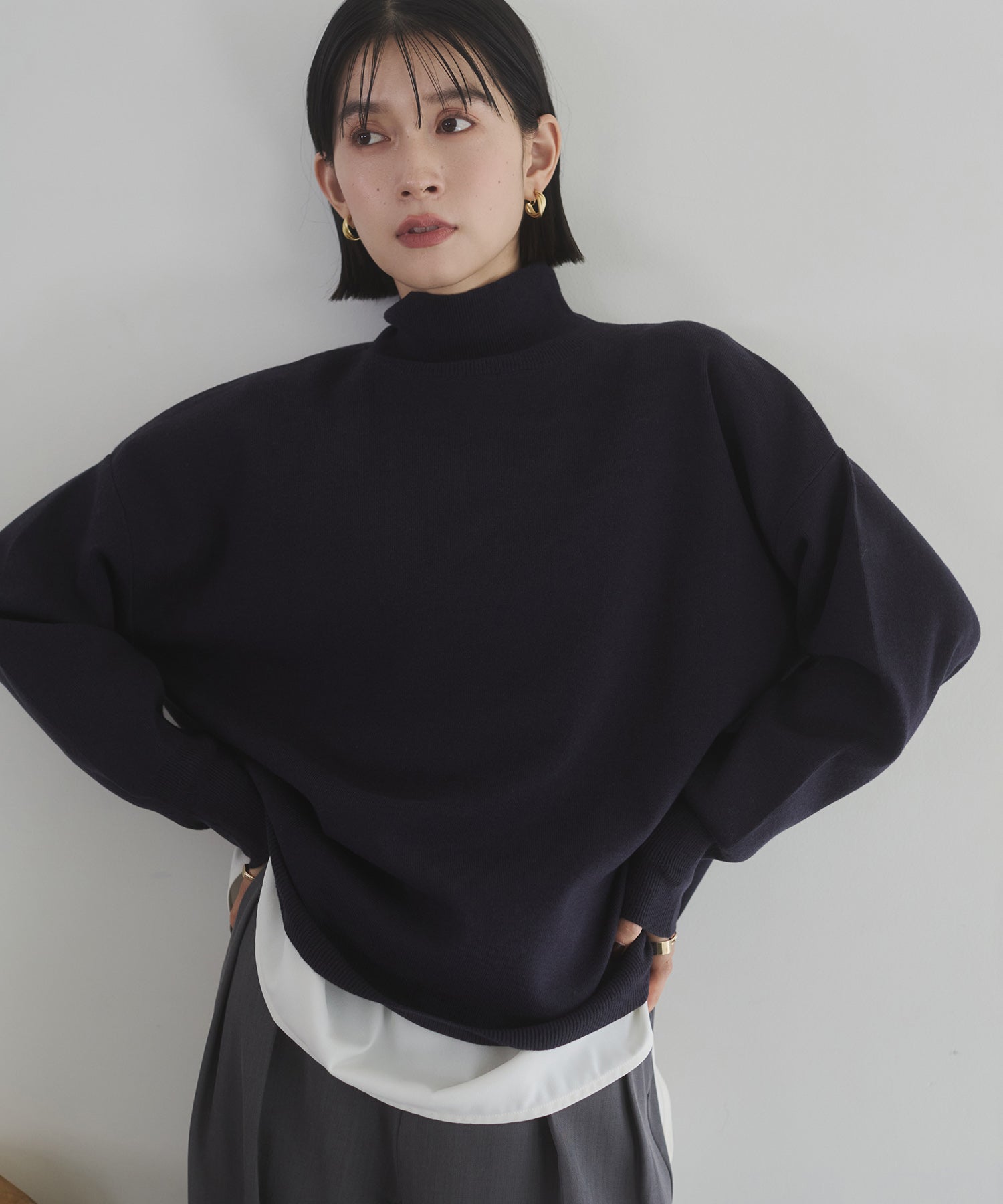 【静電気防止】やわもちヤーン タートルドルマンニット