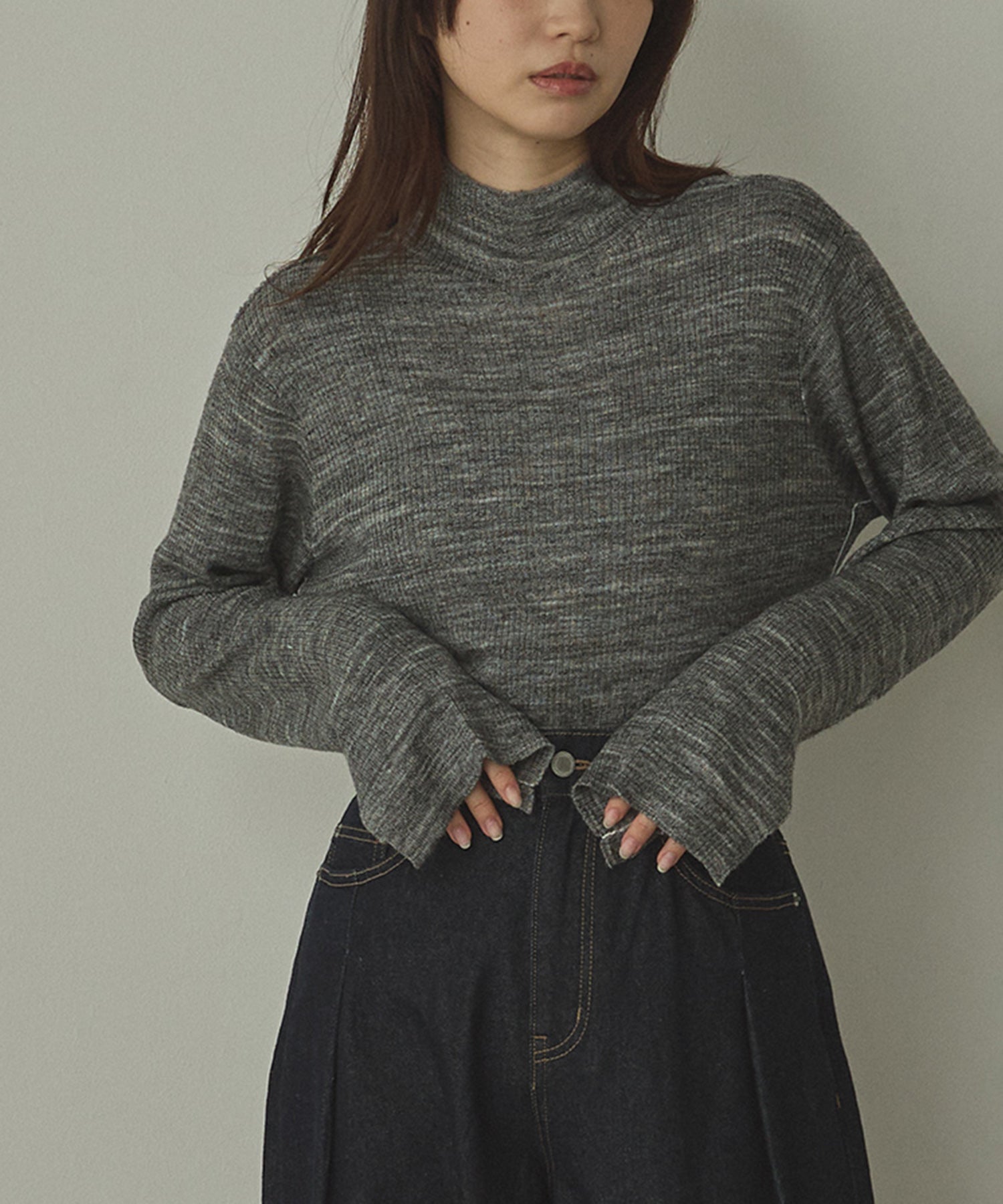 配色 タートルリブニット